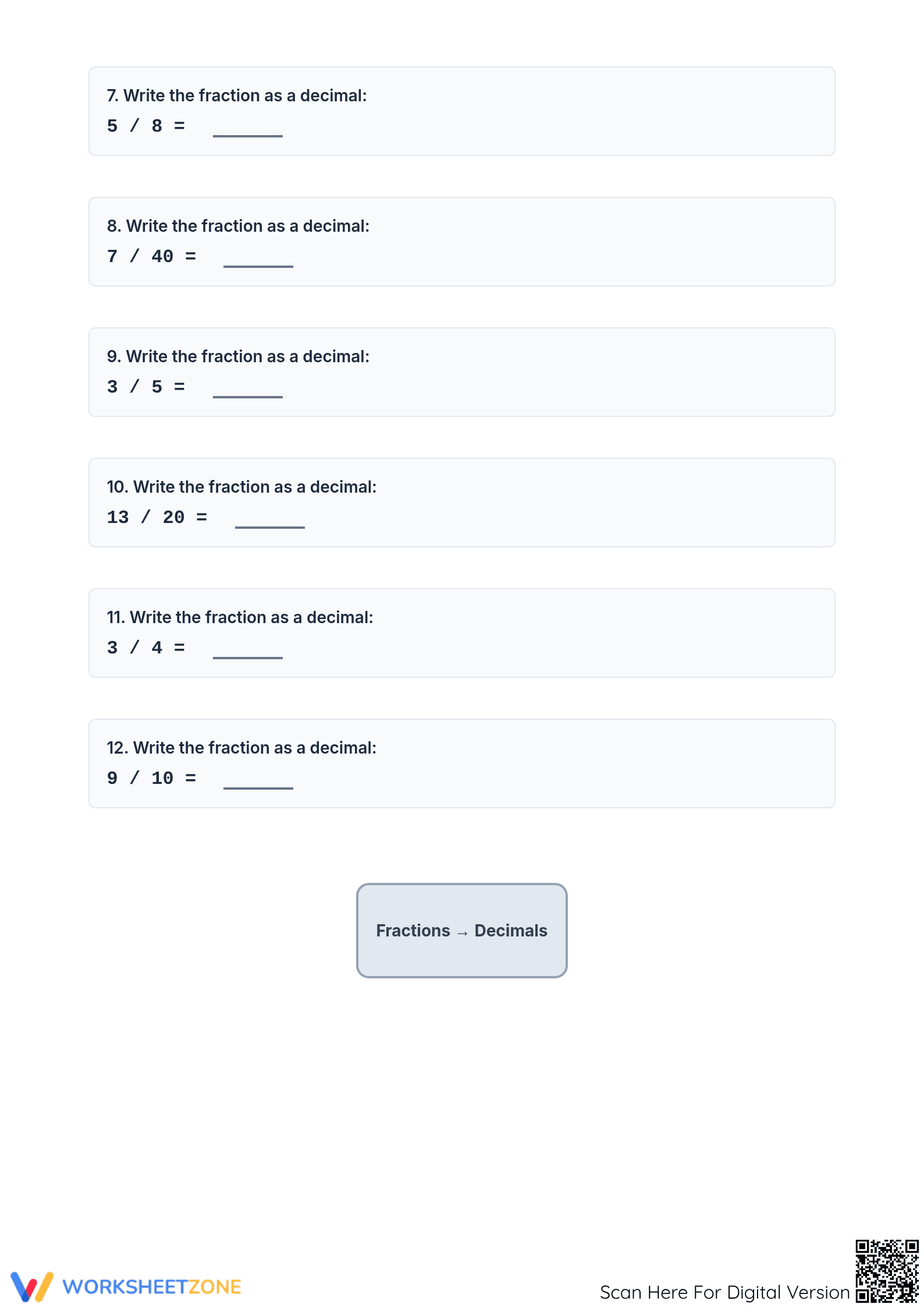 7.NS.A.2.d Worksheet: Fraction to Decimal — Grade 7 Aligned - Page 2