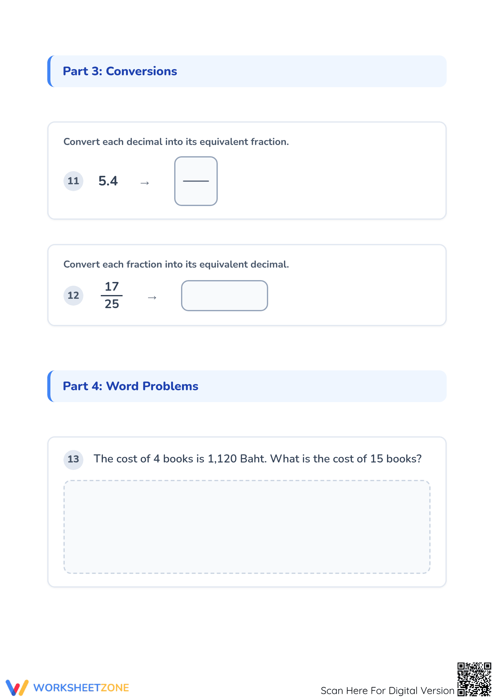 Printable CCSS.MATH.5.NBT.B.7 Decimal Assessment - Grade 5 - Page 3