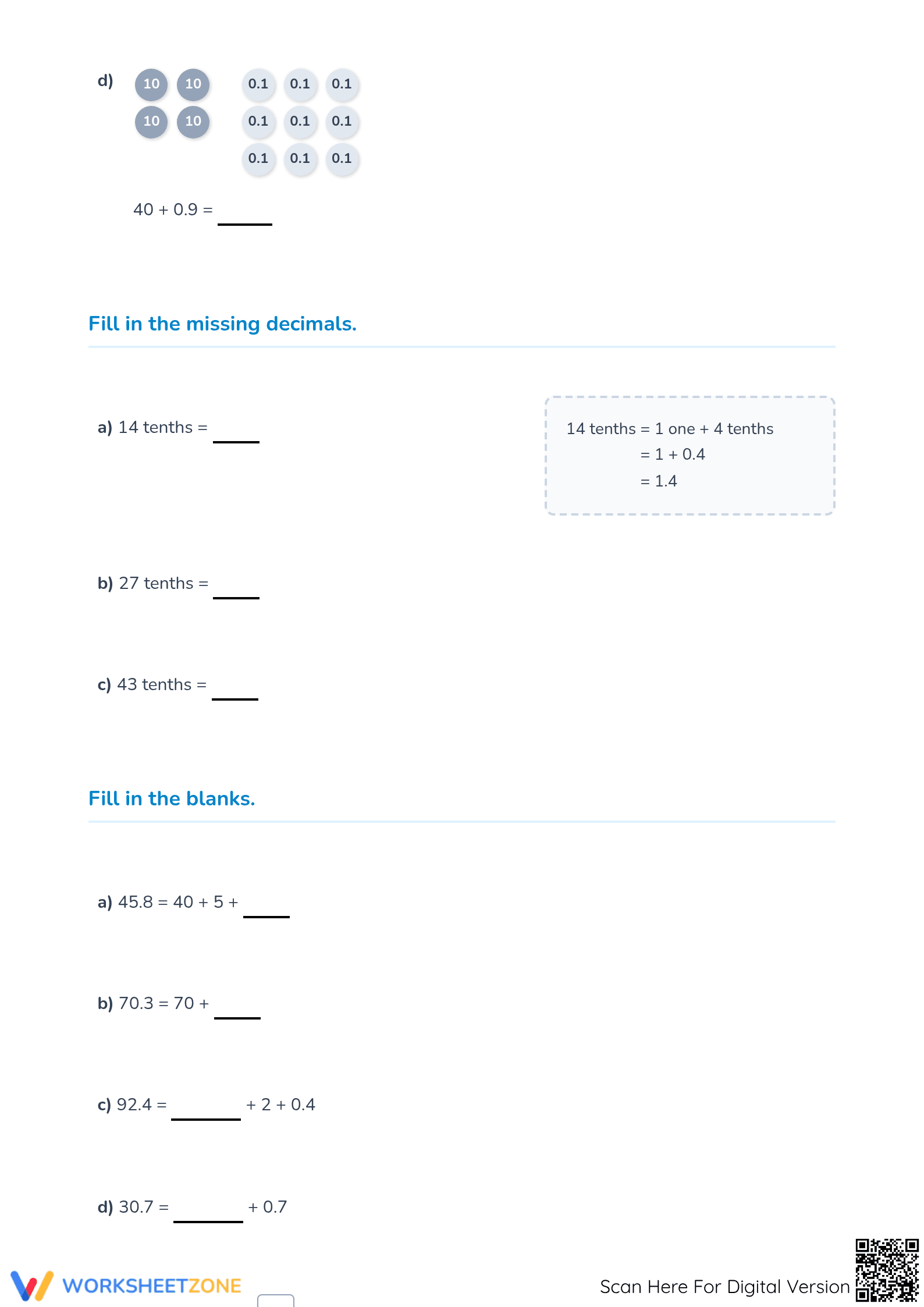 Essential Grade 4 Decimals and Fractions Aligned Worksheet - Page 2