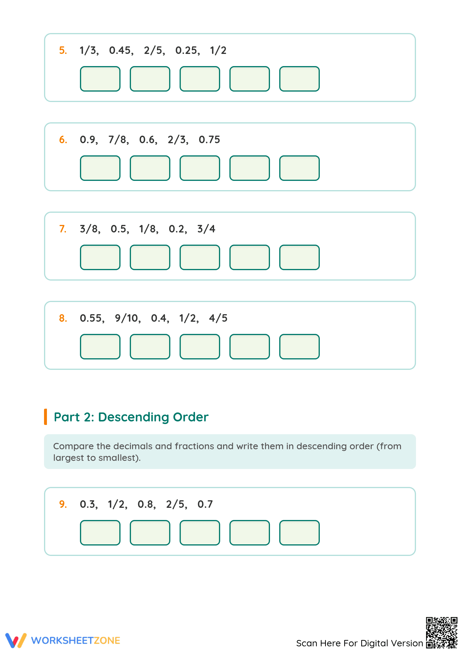 Essential Decimals and Fractions Worksheet | Grade 5 Math - Page 2