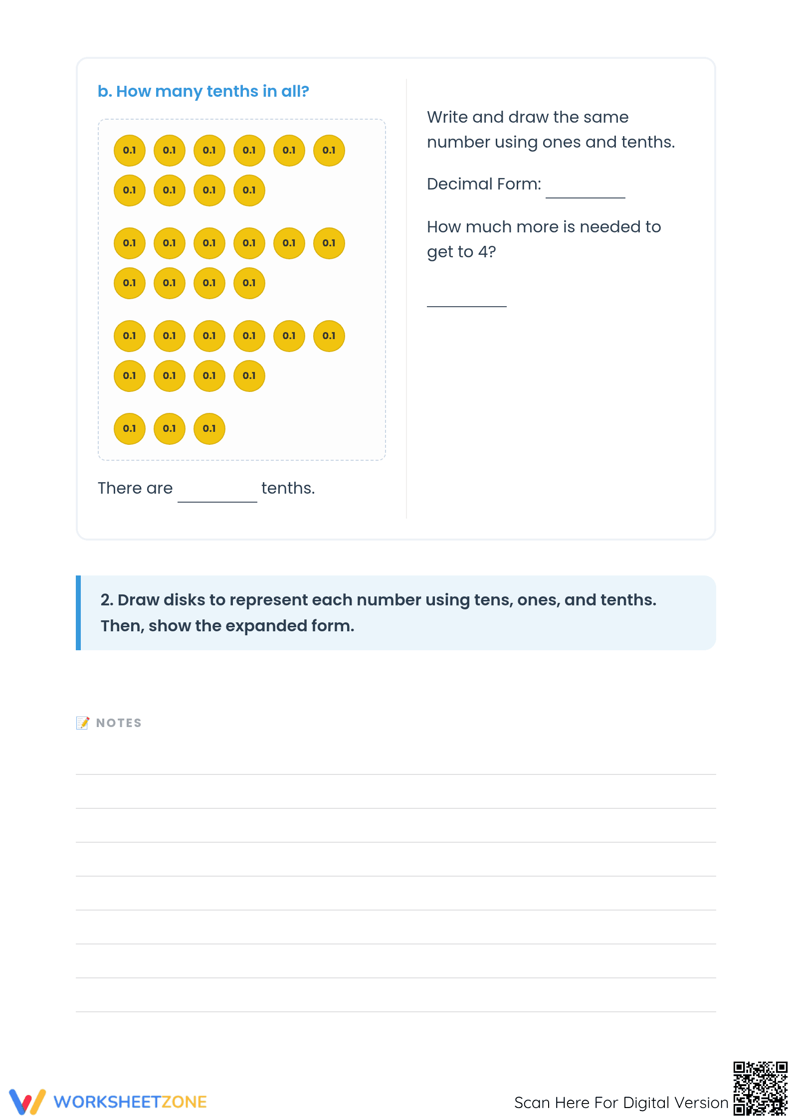 Printable Decimal Notation Worksheet for Grade 4 Math - Page 2