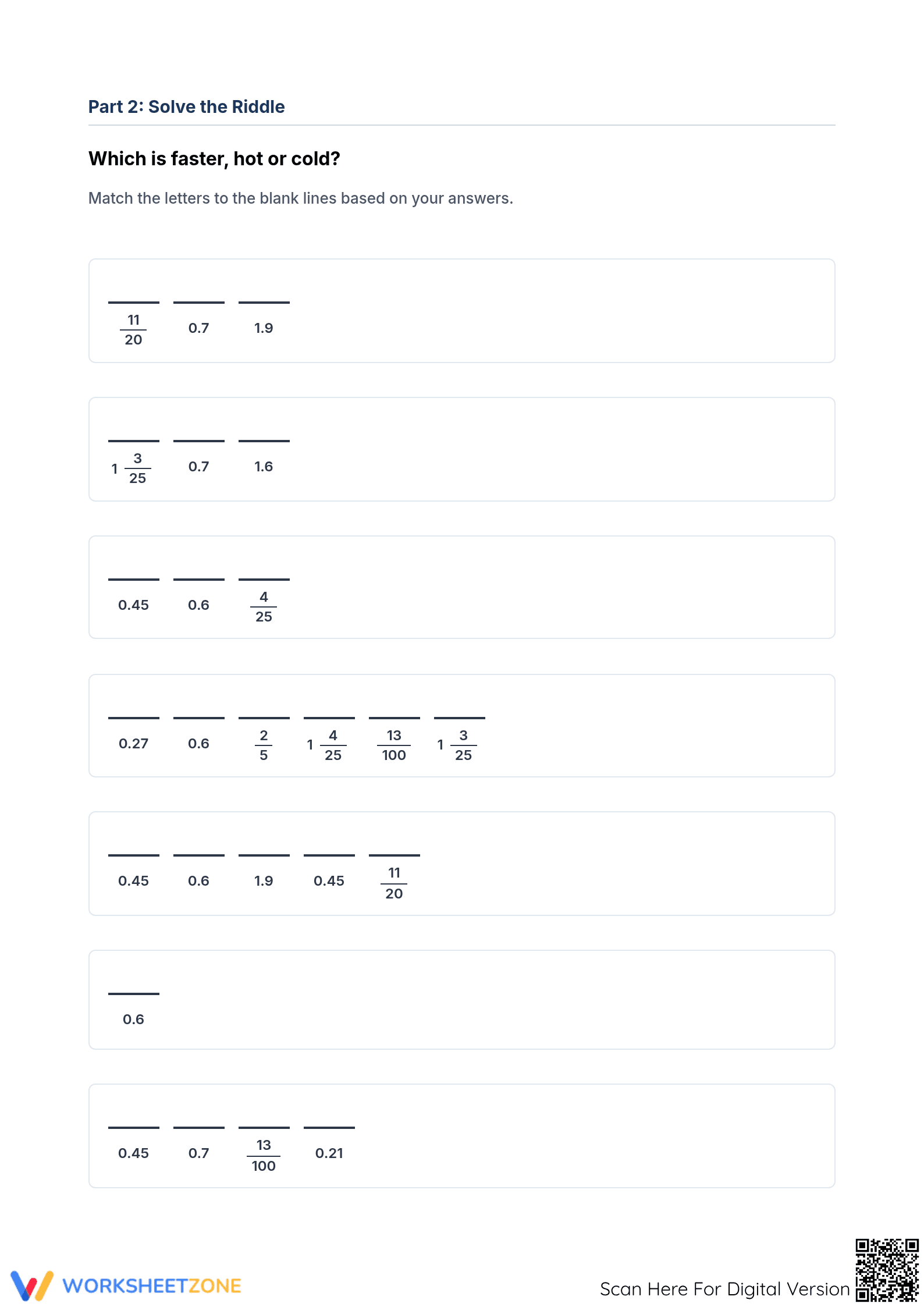 Printable Fractions & Decimals Worksheet | Grades 8-10 Math - Page 2