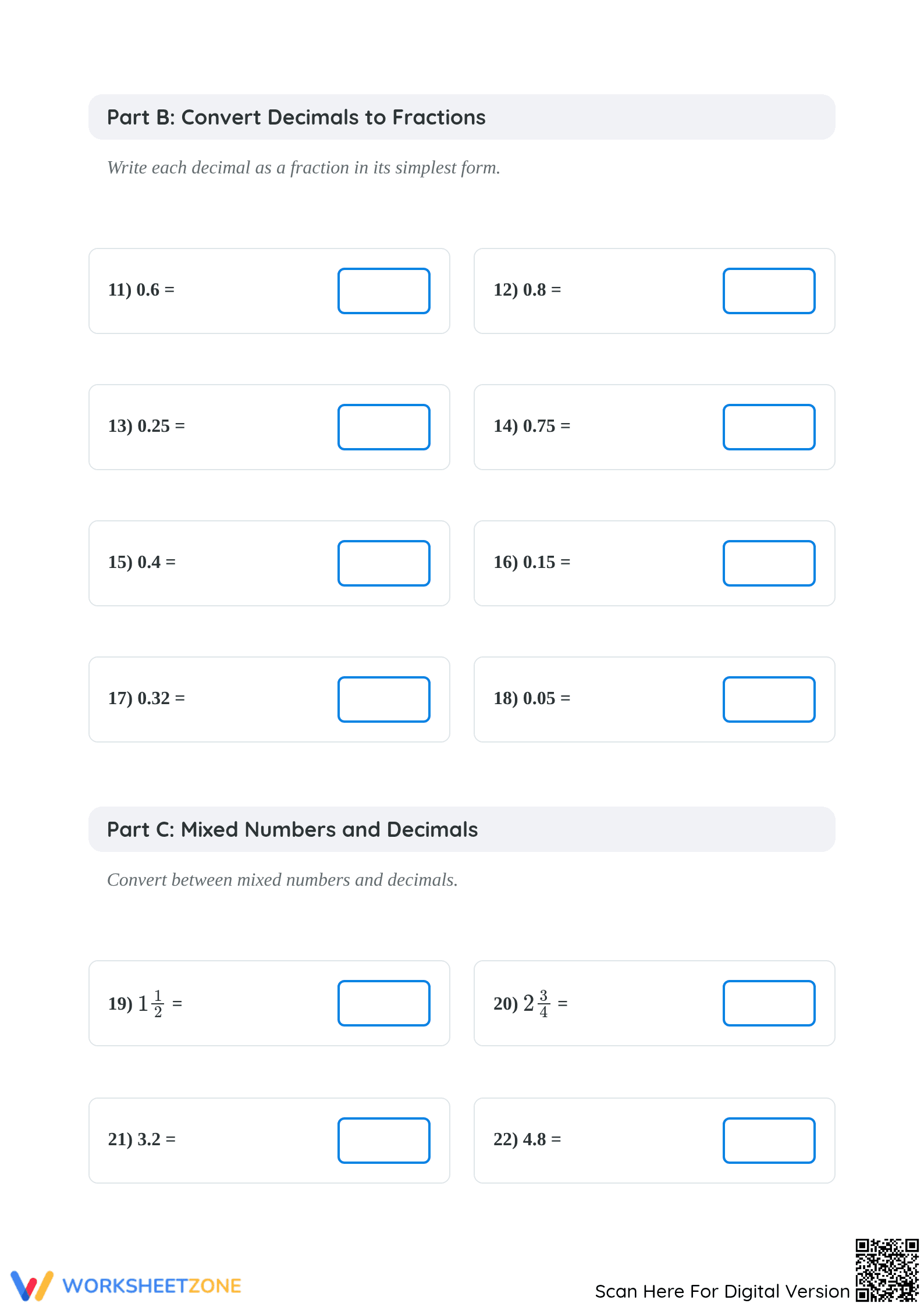 Essential Fractions and Decimals Worksheet — Grade 5 Aligned - Page 2