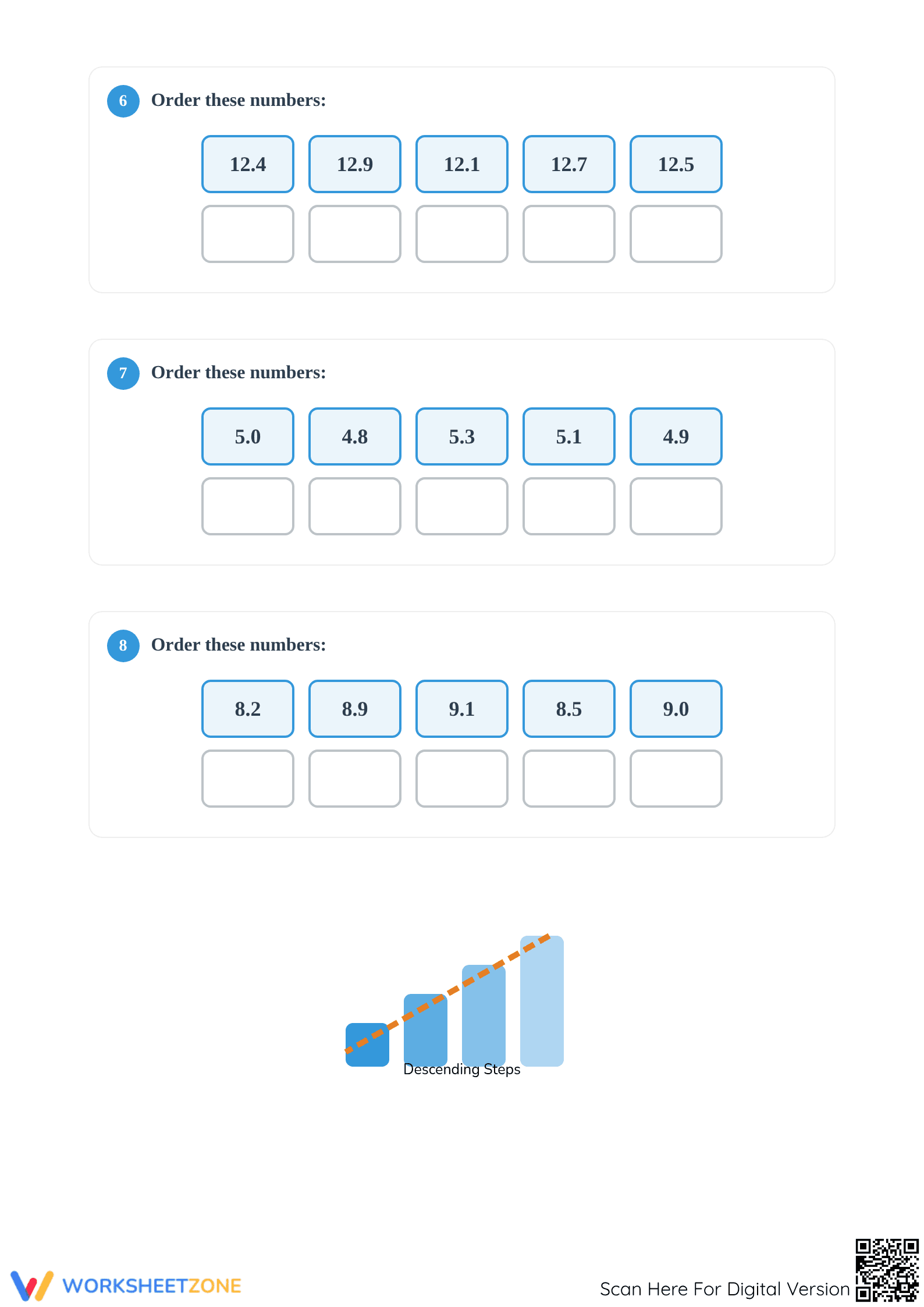 Grade 1 Descending Order — Printable No-Prep Worksheet - Page 3