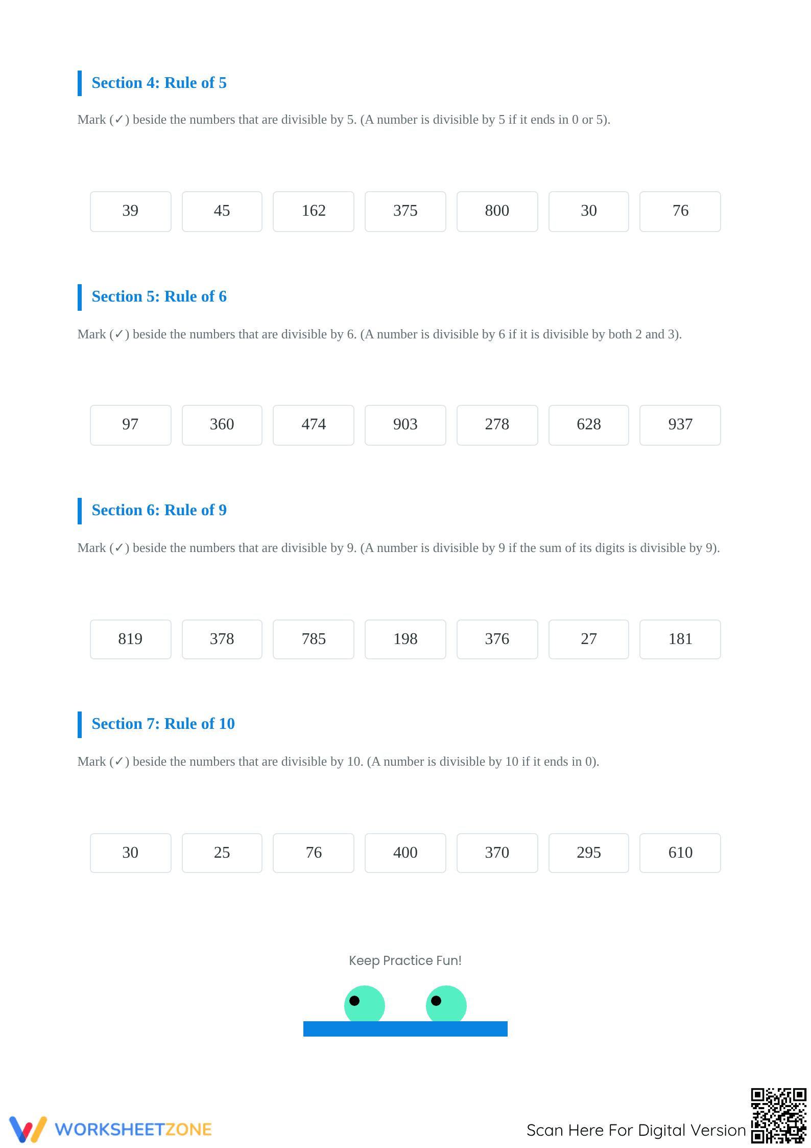 Printable Divisibility Rules Worksheet | Grade 6 Math - Page 2