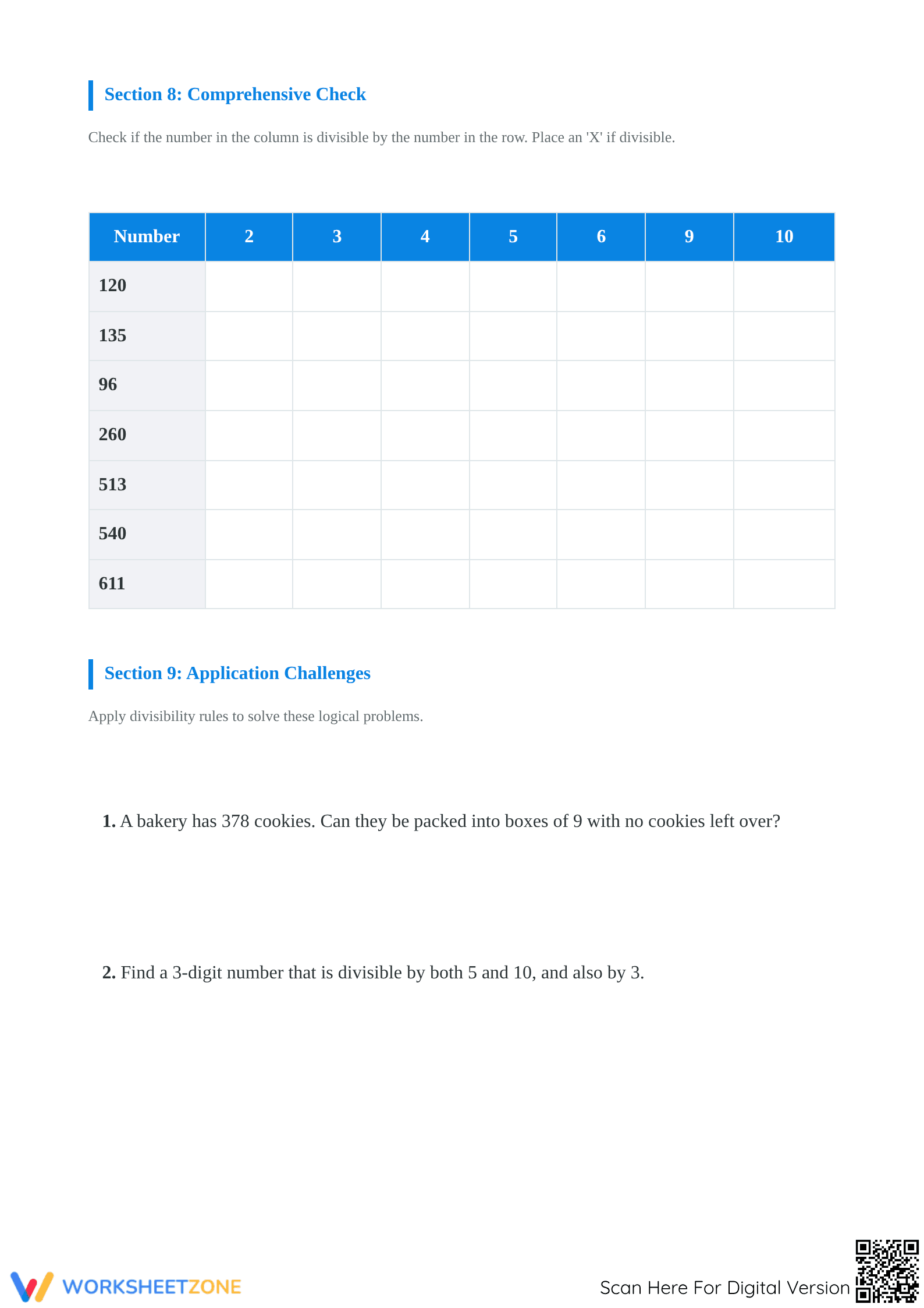 Printable Divisibility Rules Worksheet | Grade 6 Math - Page 3