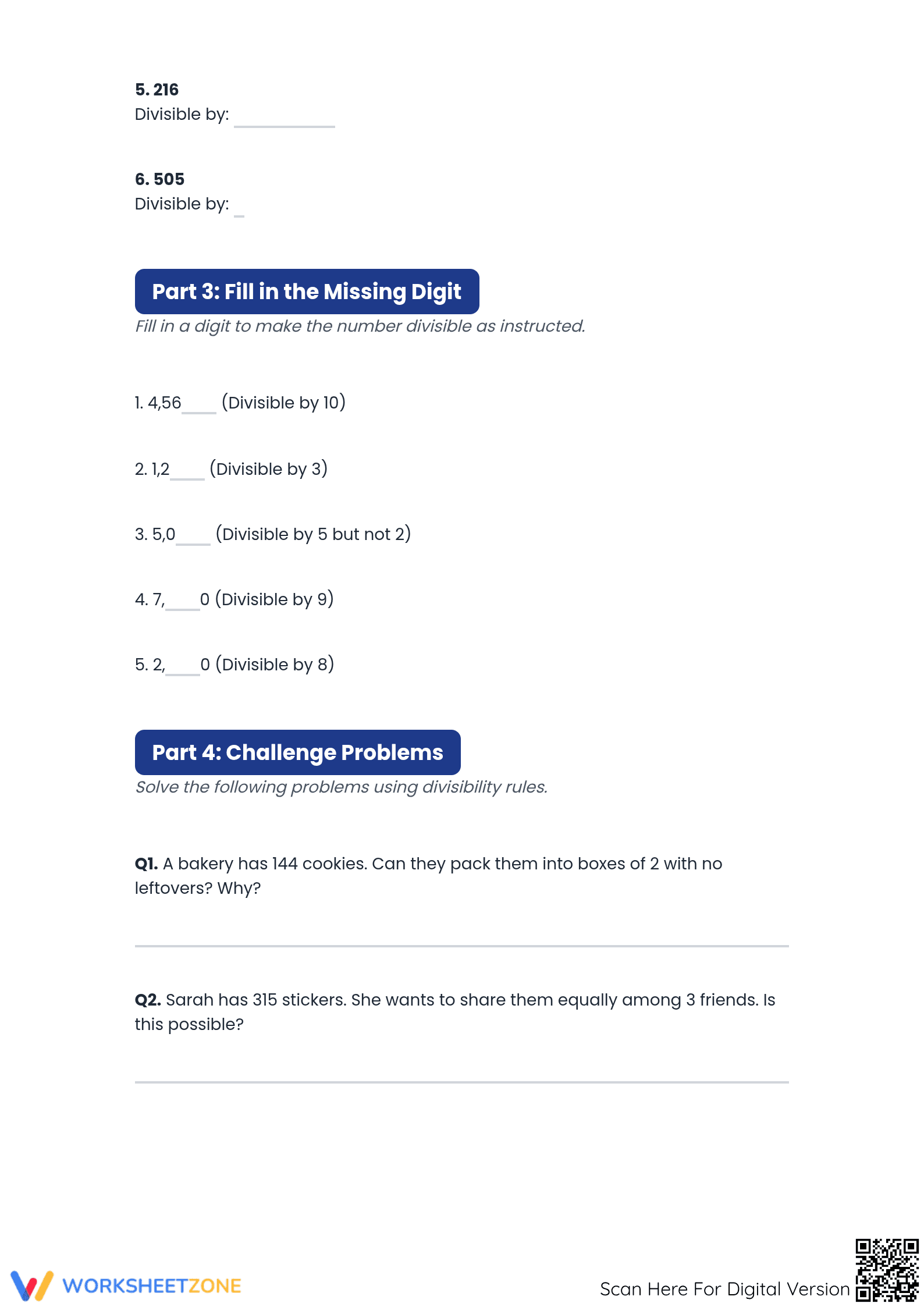 Divisibility by 2 Worksheet: Printable Math Practice — Grade 4-6 - Page 3