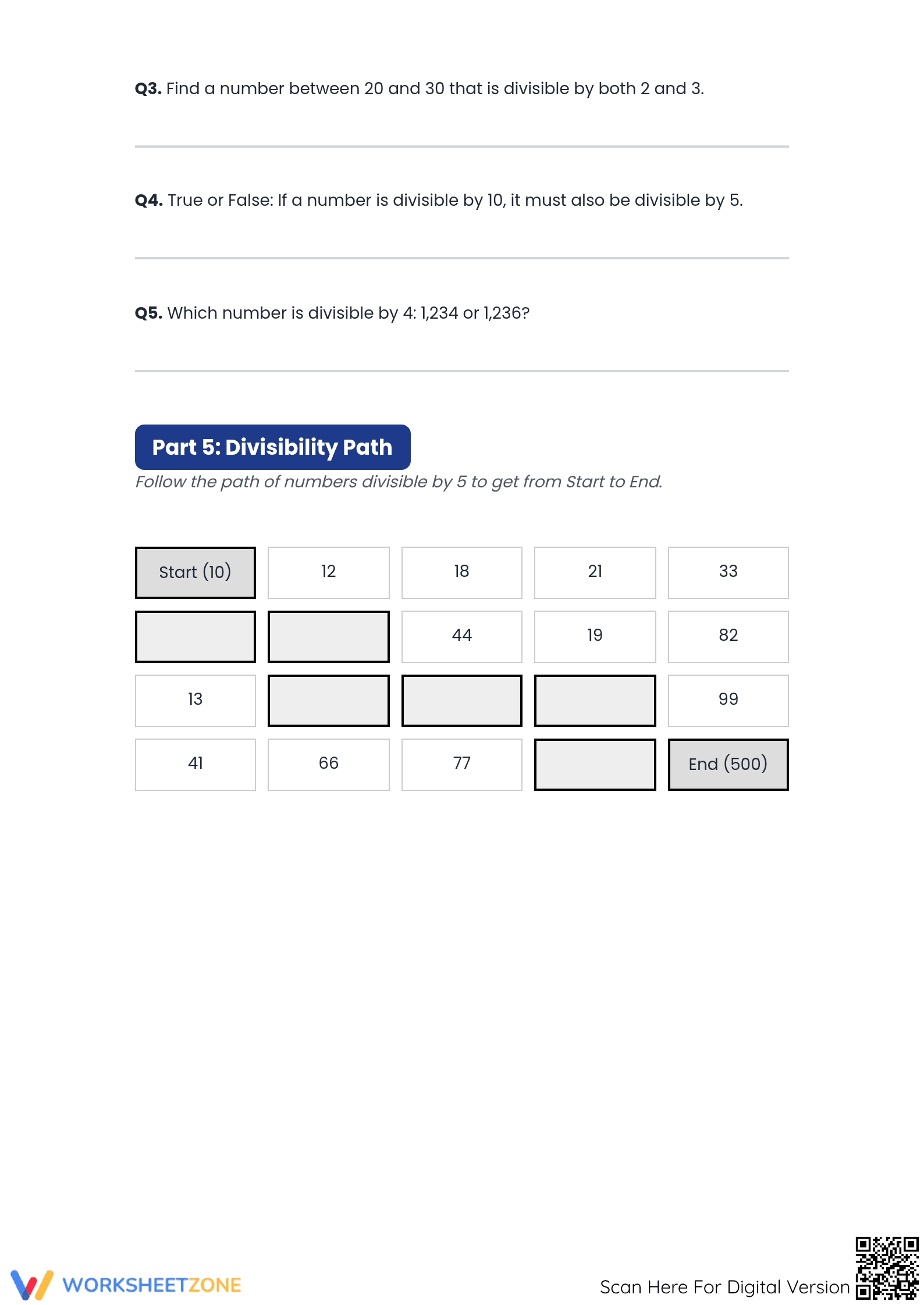 Divisibility by 2 Worksheet: Printable Math Practice — Grade 4-6 - Page 4