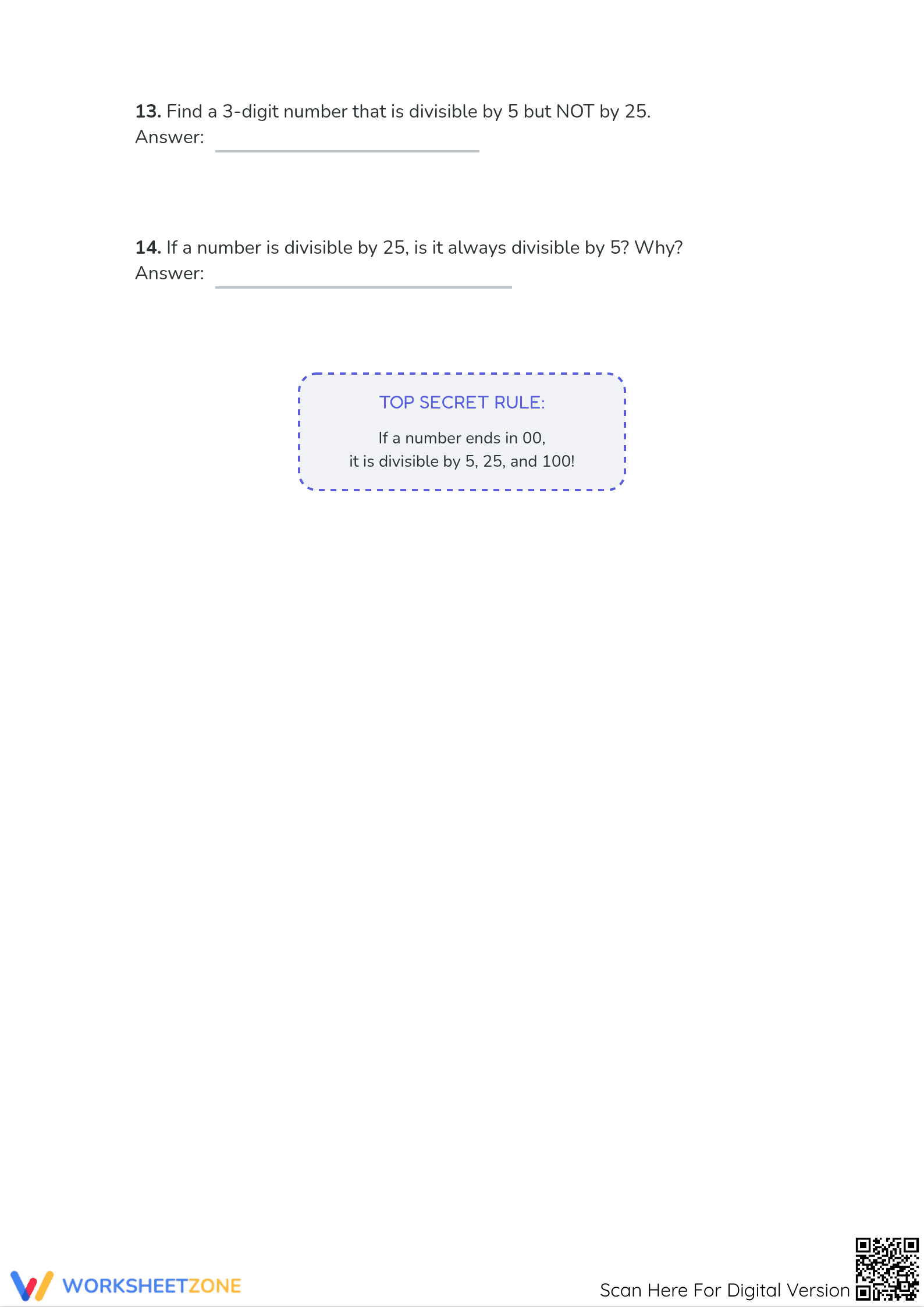 Grade 4 Divisibility — Printable No-Prep Worksheet - Page 3