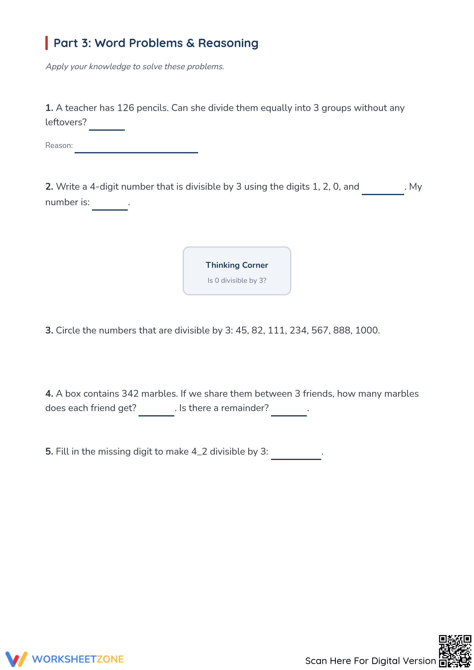Essential Divisibility by 3 Worksheet | Grade 4-7 Math - Page 3