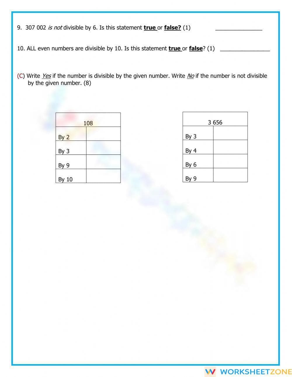 Divisibility Practice Worksheet for Math Students - Page 2