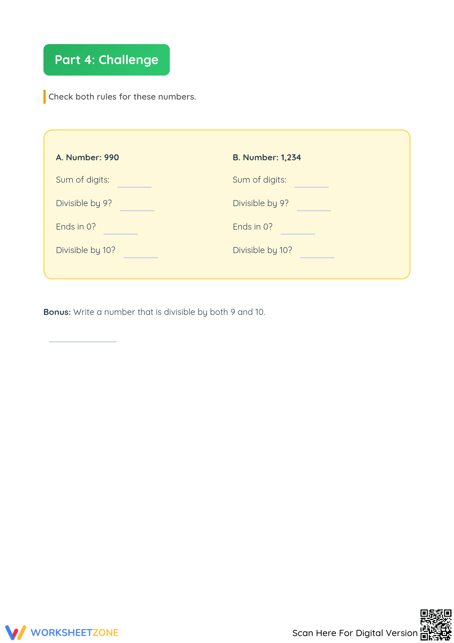 Grade 4 Divisibility — Printable No-Prep Worksheet - Page 3