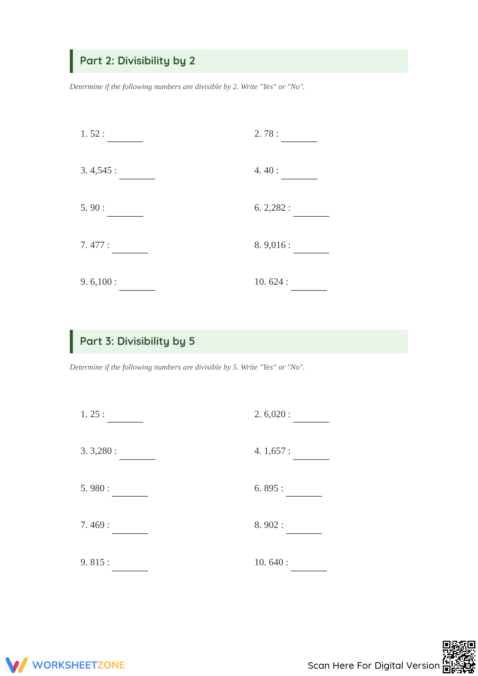 Essential Divisibility Rules 2, 3, and 5 Worksheet | Grade 4 - Page 3