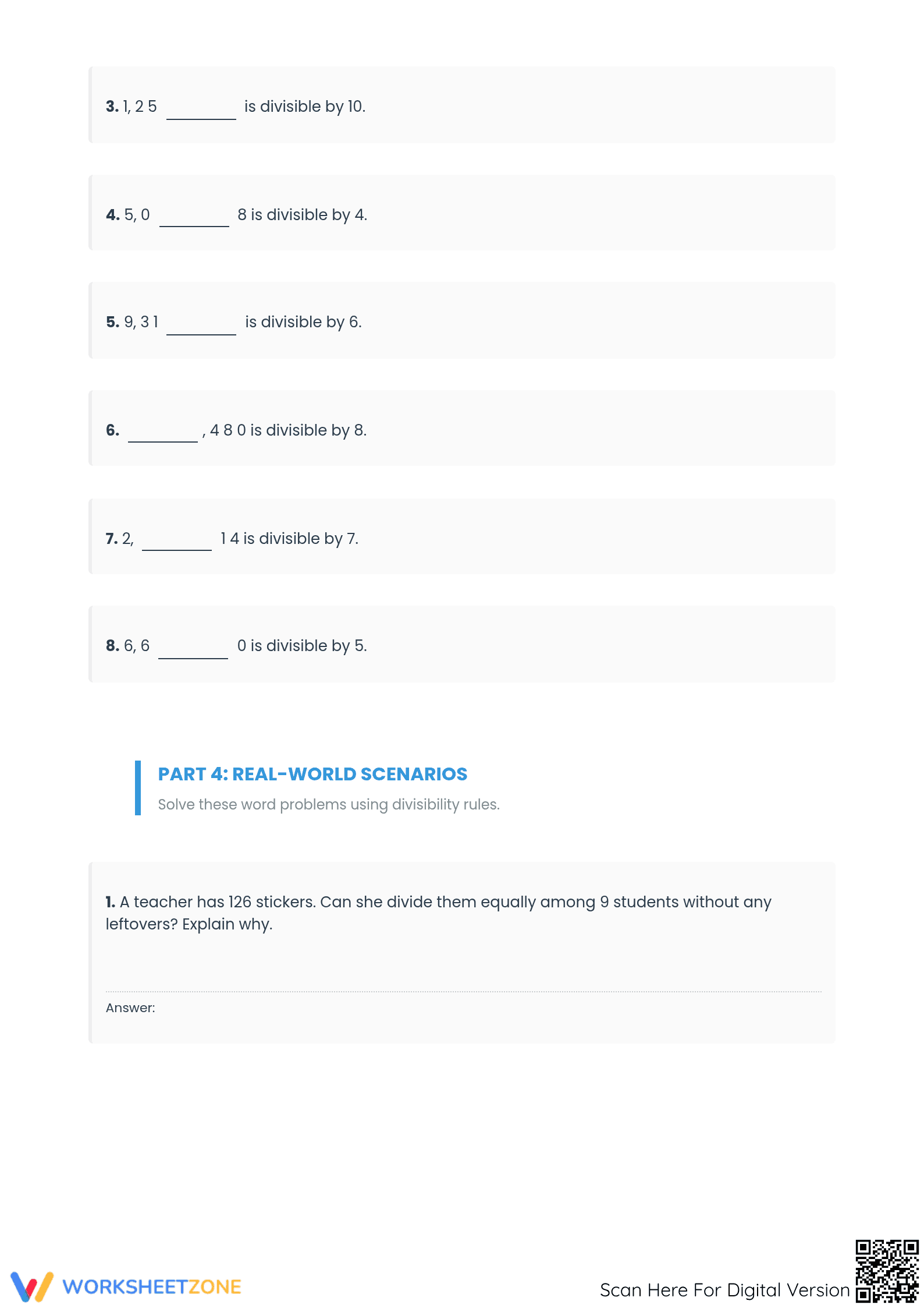 Essential Divisibility Rules Worksheet | Grade 4-6 Math - Page 3