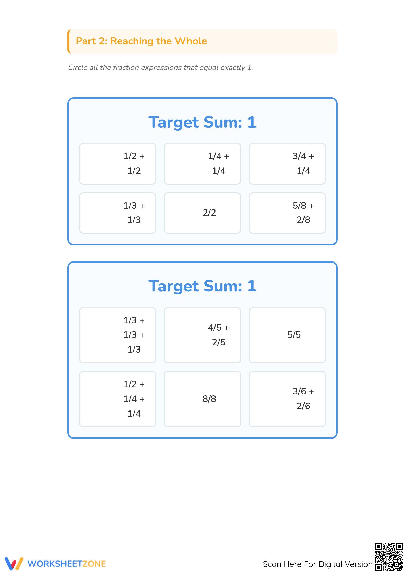 Essential Fractions: Target Sum Expressions | Grade 4-5 - Page 2