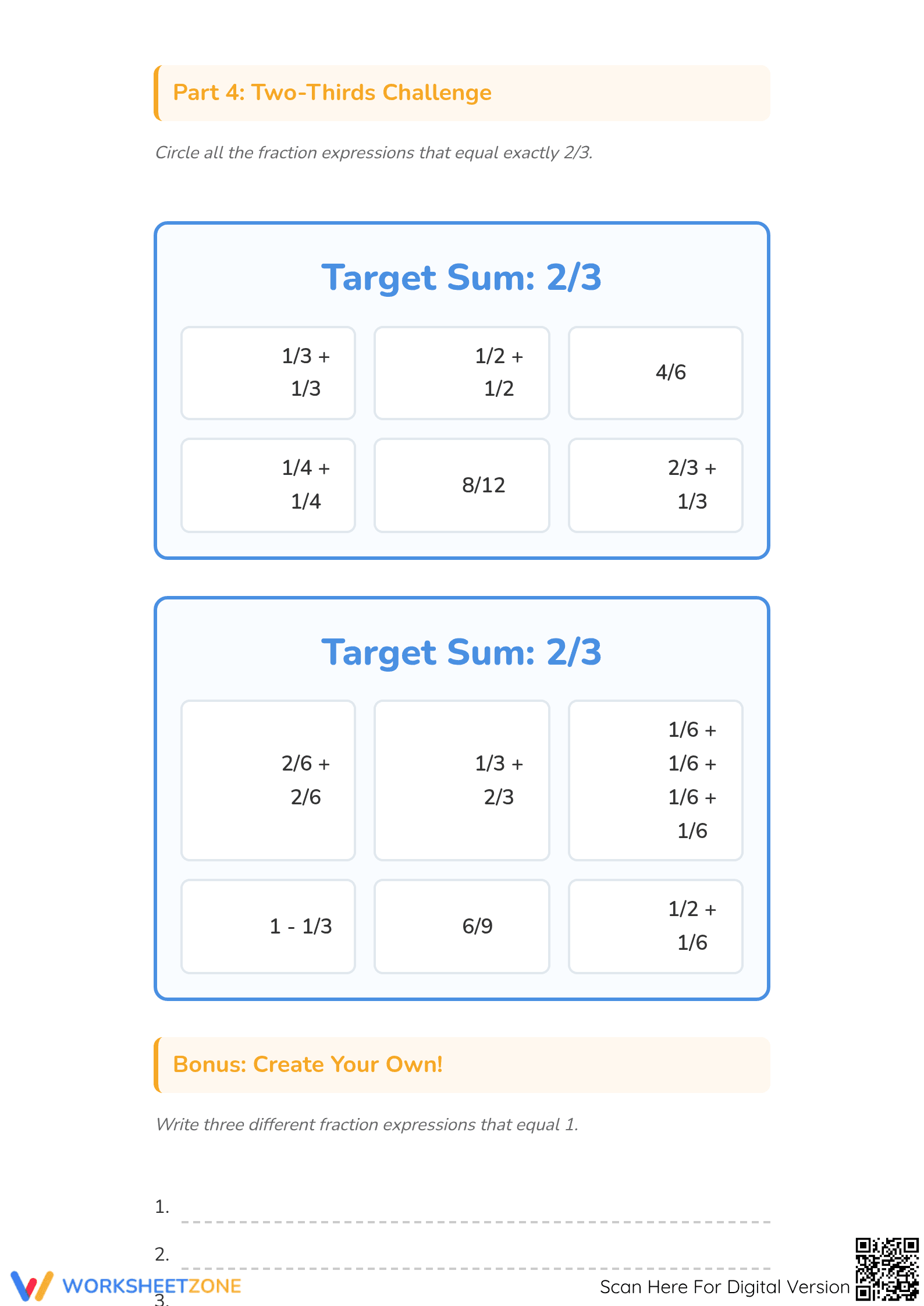 Essential Fractions: Target Sum Expressions | Grade 4-5 - Page 4