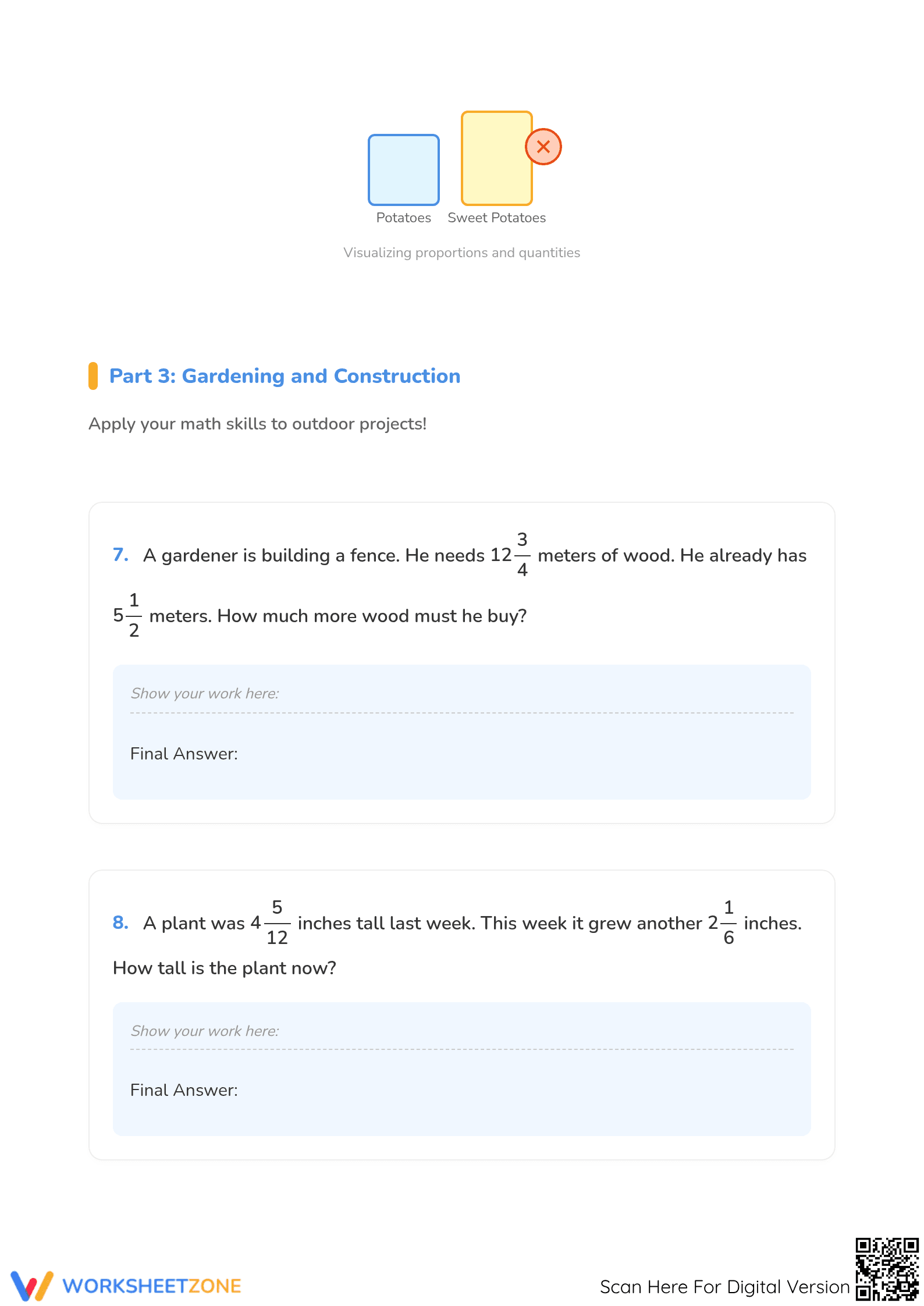 Grade 5 Mixed Numbers — Printable No-Prep Worksheet - Page 4