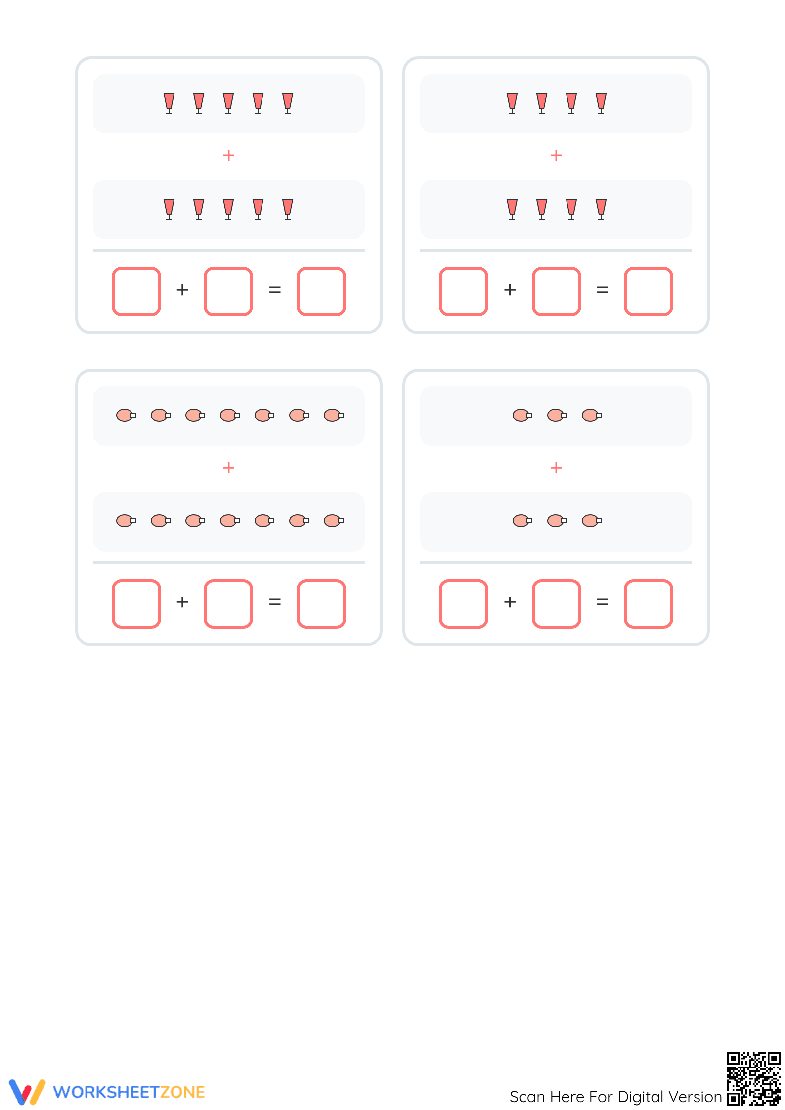 Grade 1 Add Doubles with Models — Printable Worksheet - Page 2
