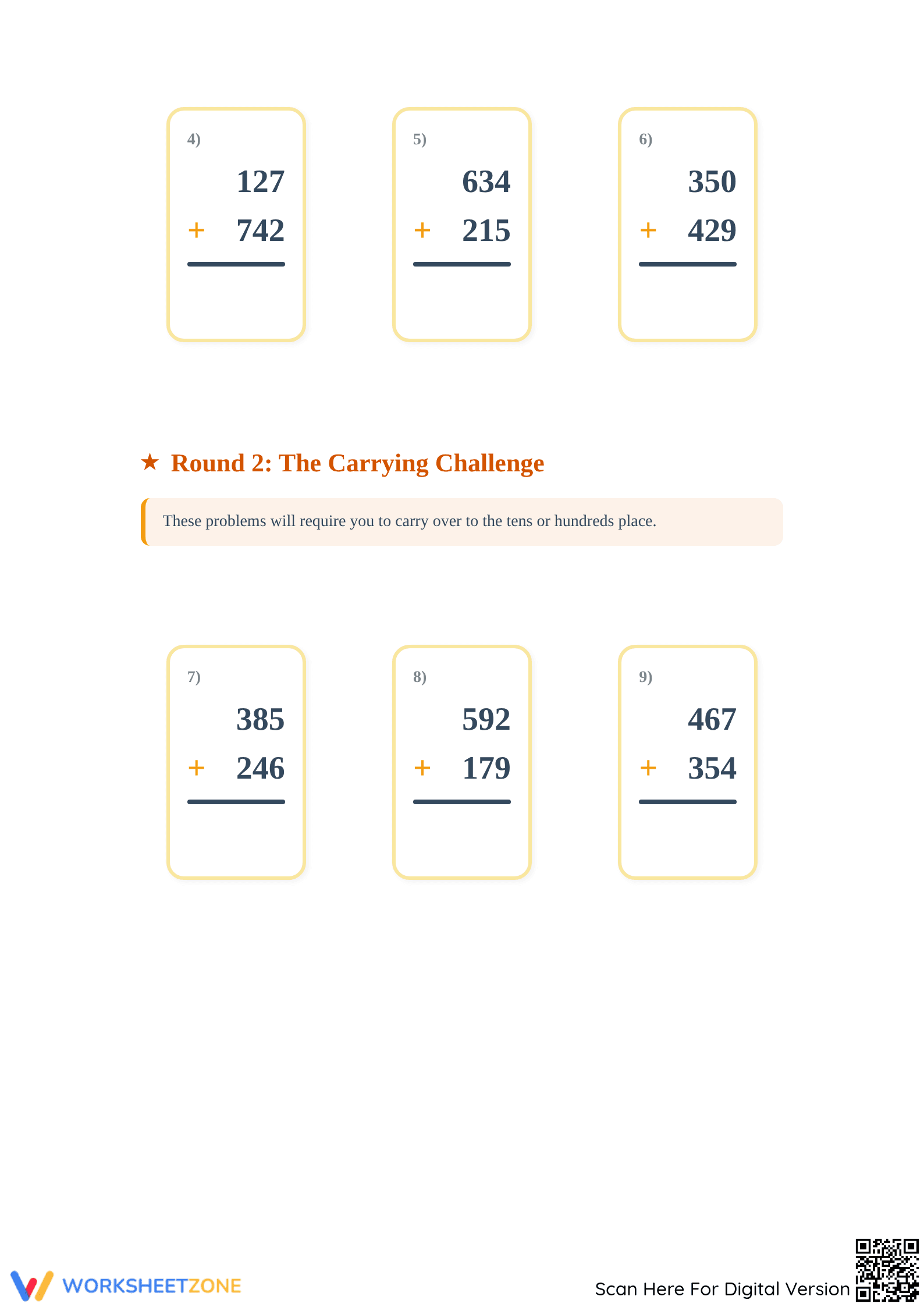 Essential 3-Digit Addition Worksheet Packet | Grade 2-3 - Page 2