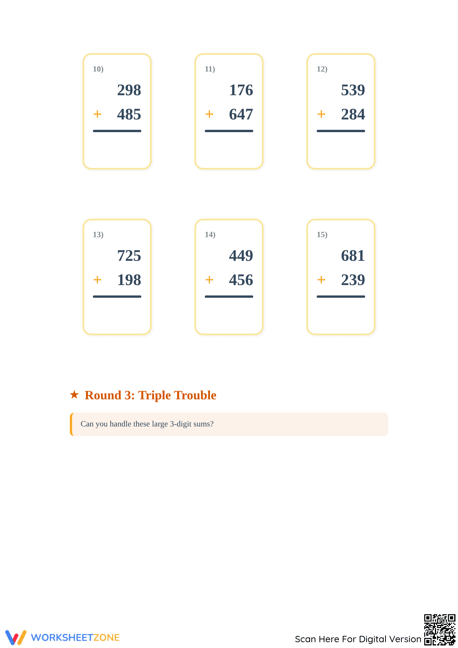 Essential 3-Digit Addition Worksheet Packet | Grade 2-3 - Page 3