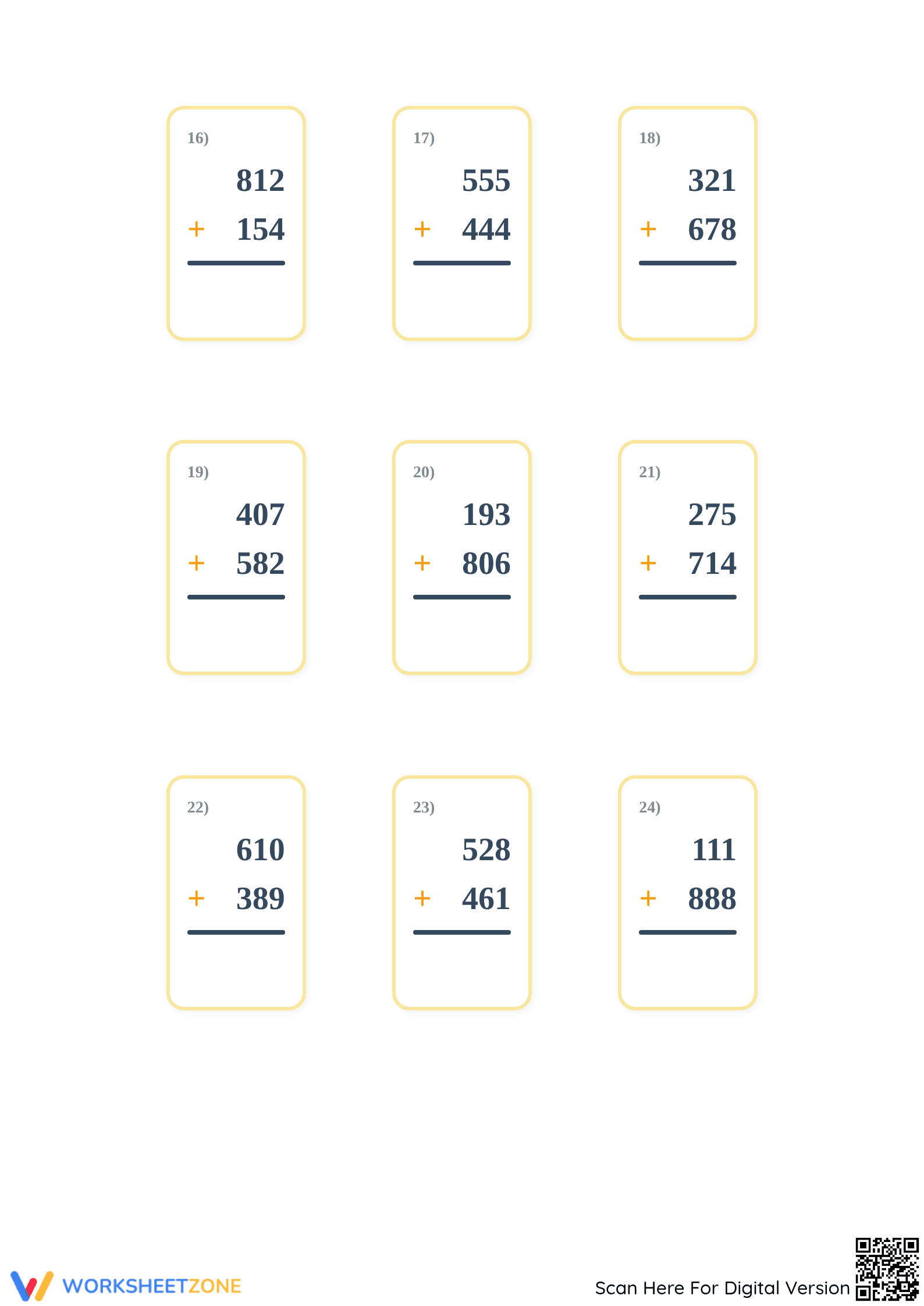Essential 3-Digit Addition Worksheet Packet | Grade 2-3 - Page 4