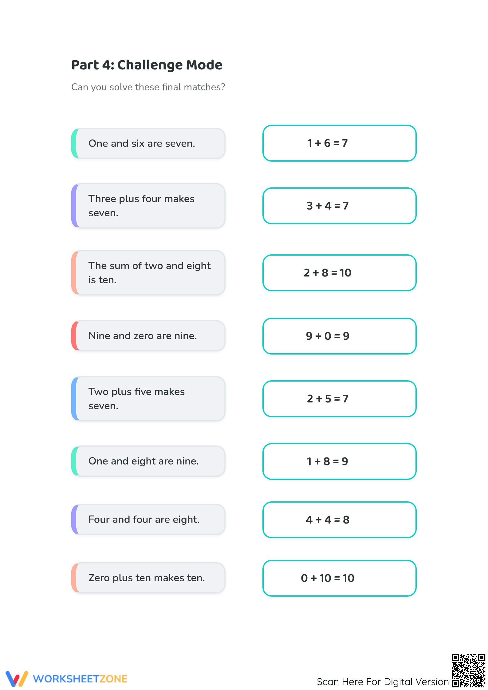 Essential Addition up to 10 Worksheet | Grade 1 Math - Page 3