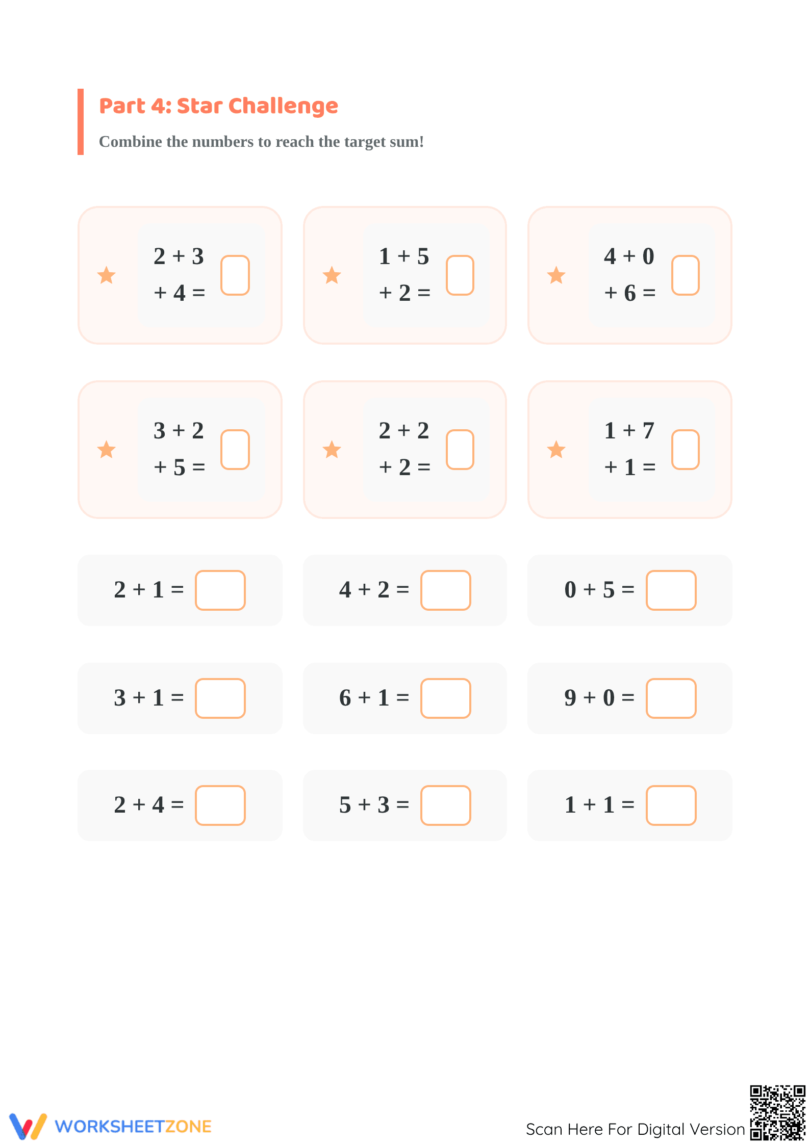 Grade 1 Addition — Printable No-Prep Worksheet - Page 3
