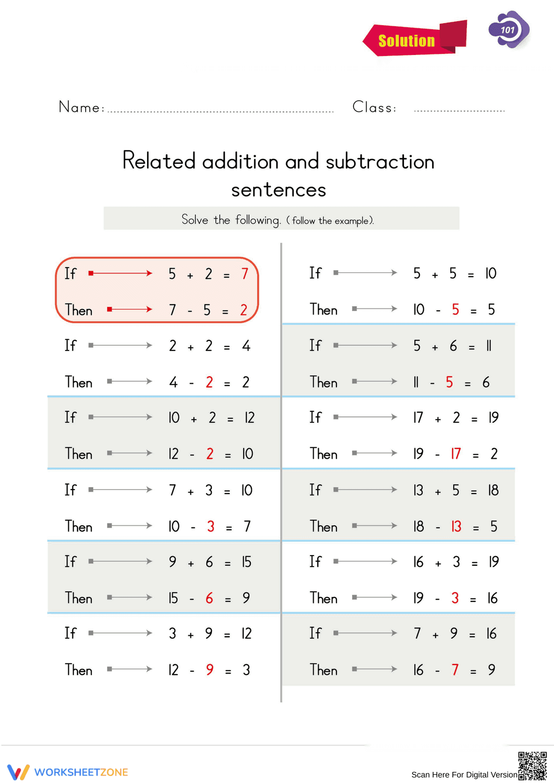 Essential Grade 1 Addition & Subtraction Worksheet - Page 2