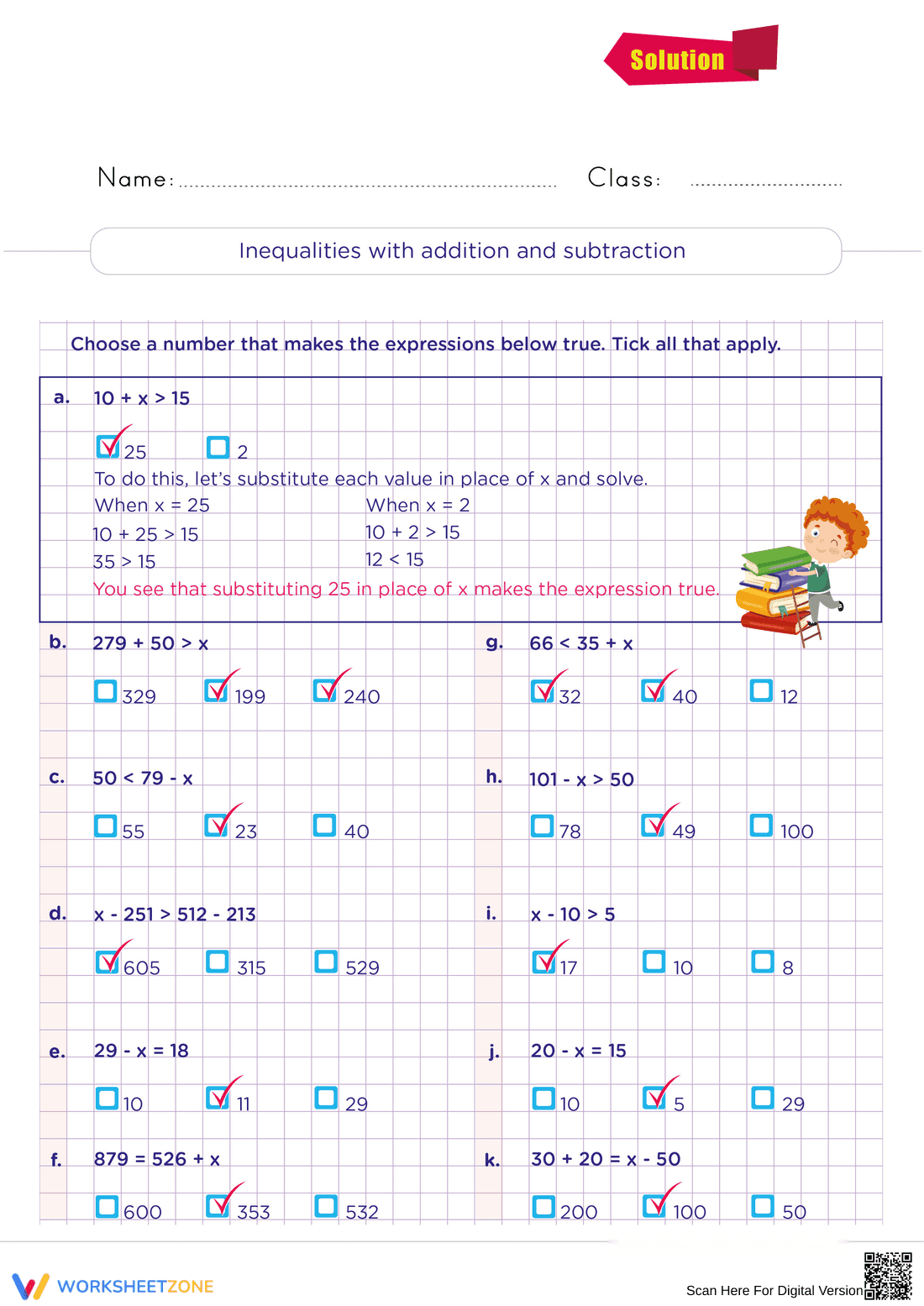 Grade 4 Inequalities — Printable No-Prep Worksheet - Page 2