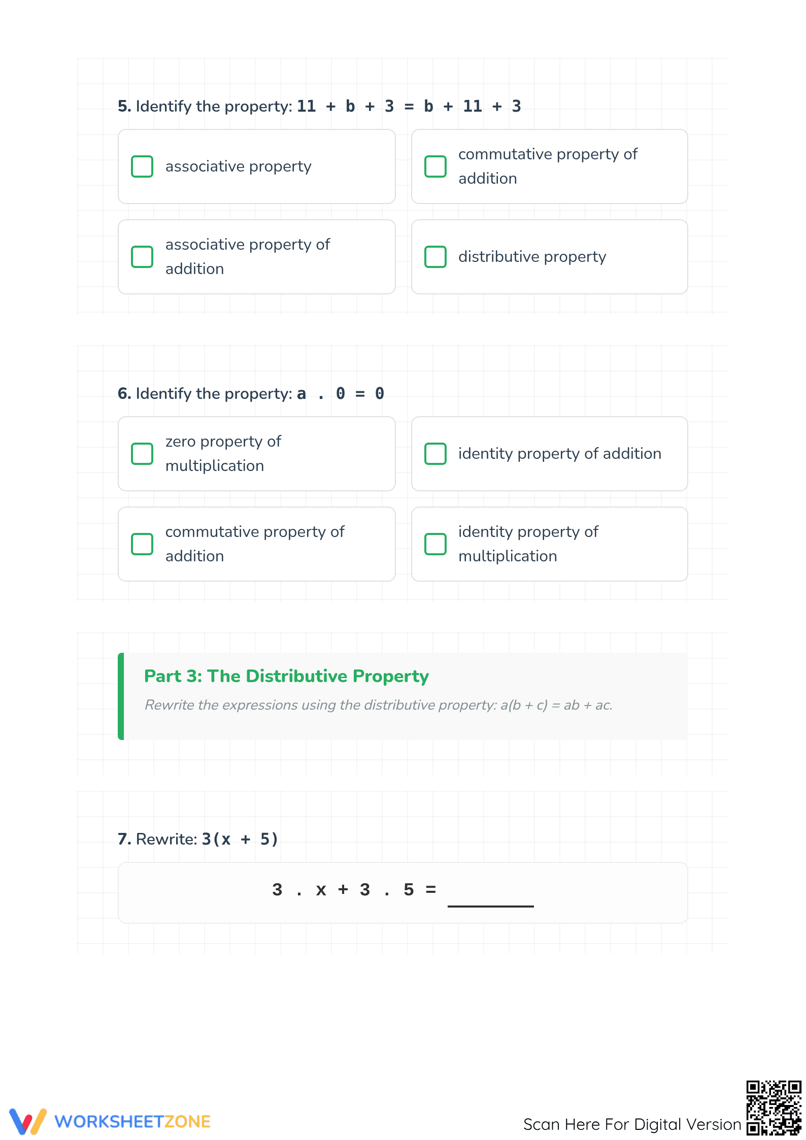 Printable Equivalent Expressions Worksheet | Grade 6 Math - Page 3