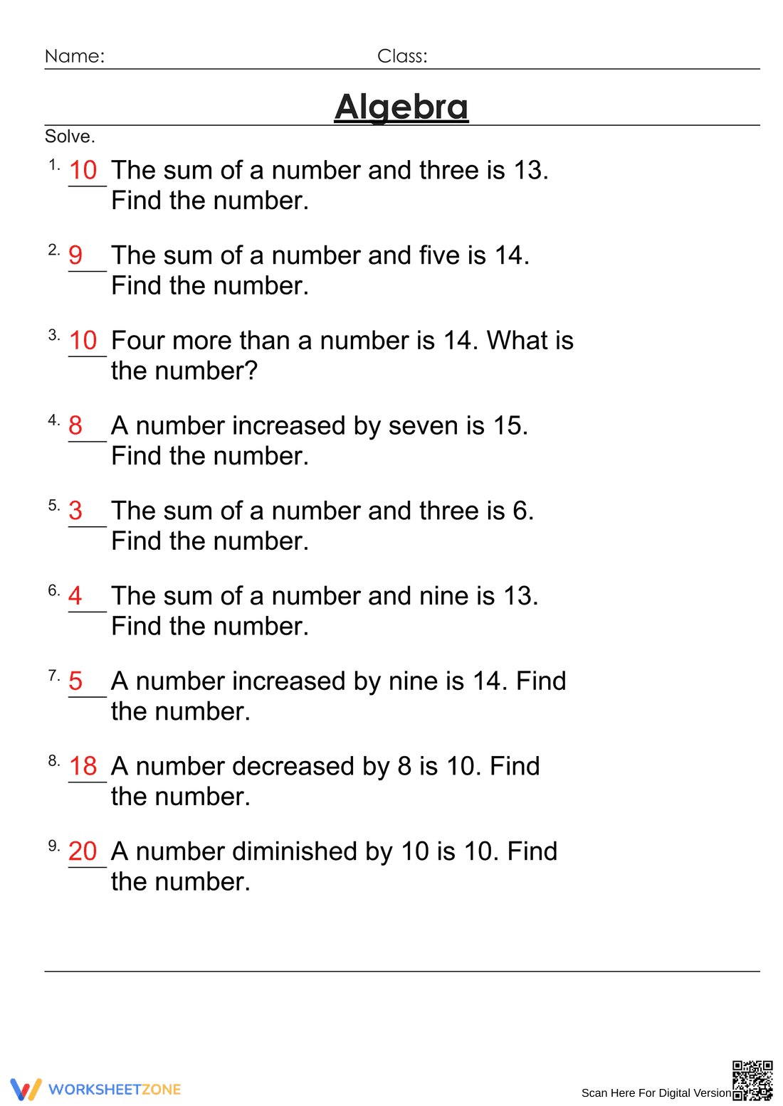 Solve Algebra Number Problems - Page 2