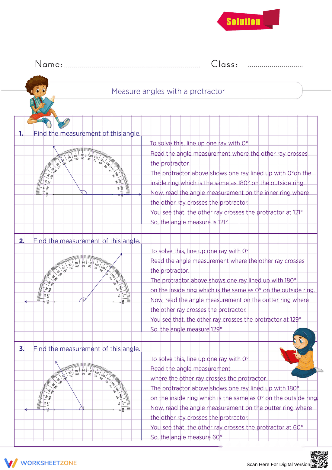 Grade 4 Angle Measurement — Printable No-Prep Worksheet - Page 2