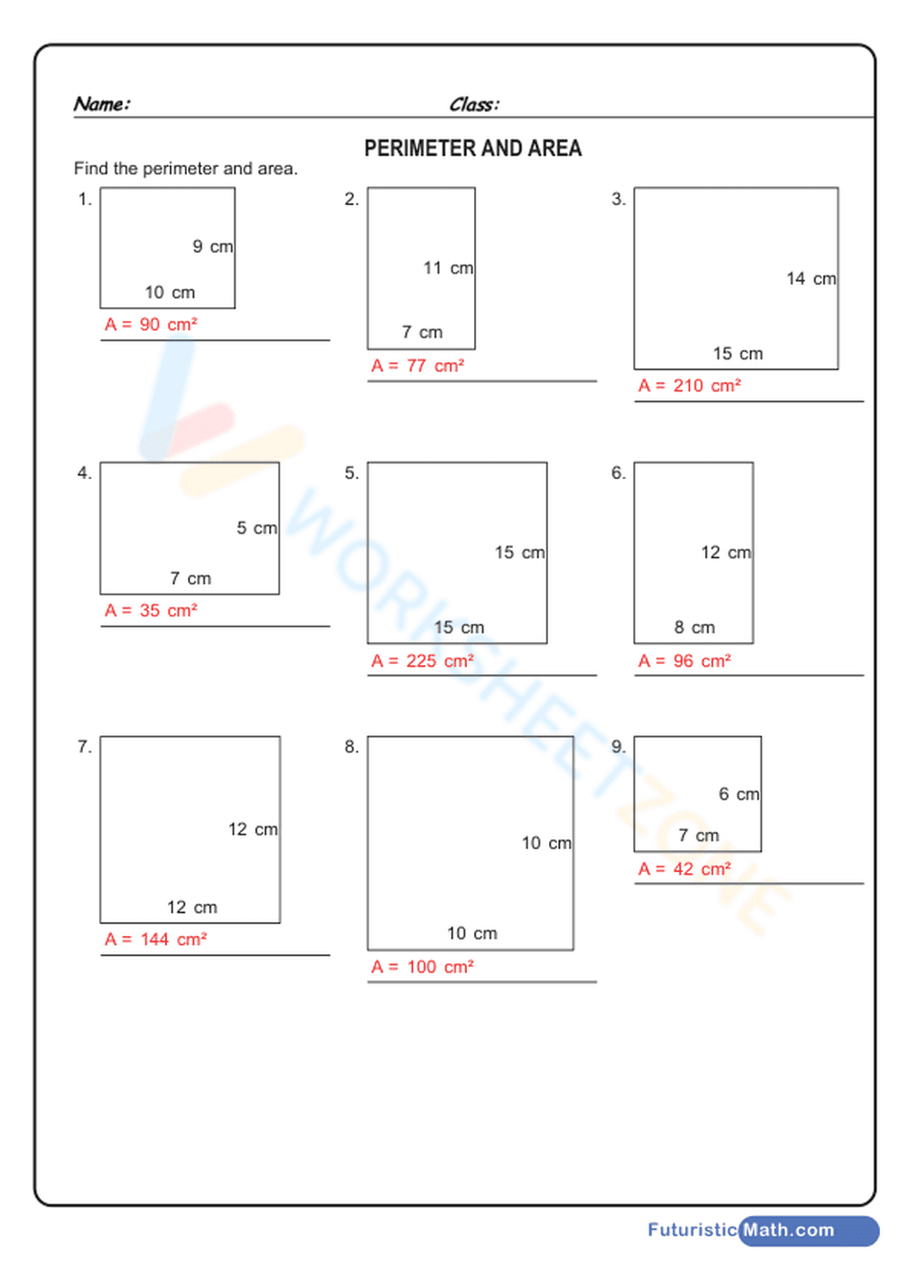 Essential Perimeter and Area Worksheet | Grade 4 Math - Page 2