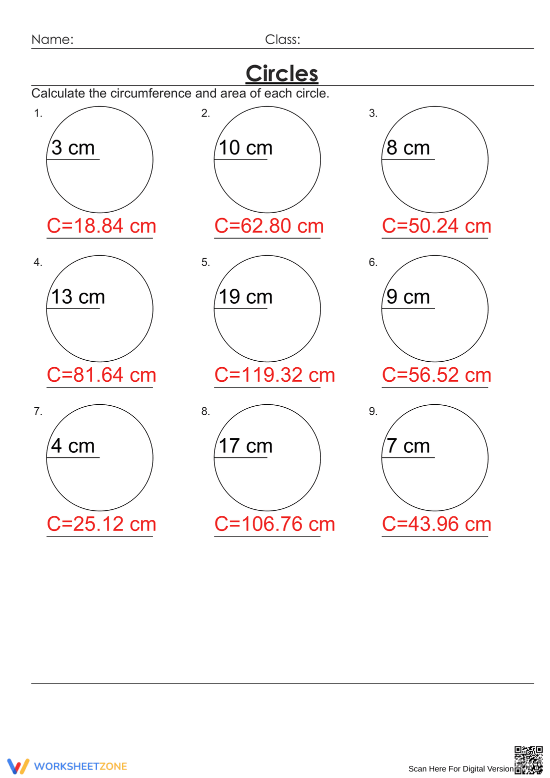 Practice Calculating Circumference - Page 2