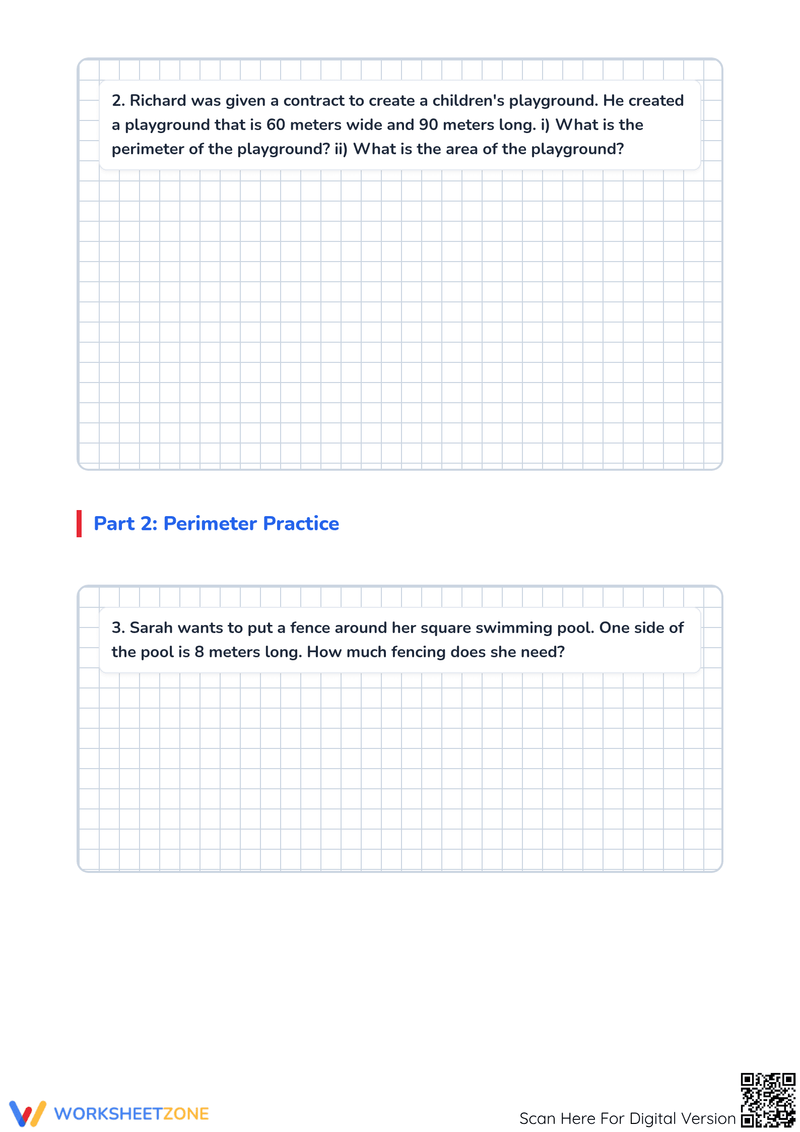 Grade 3 Area & Perimeter — Printable No-Prep Worksheet - Page 2