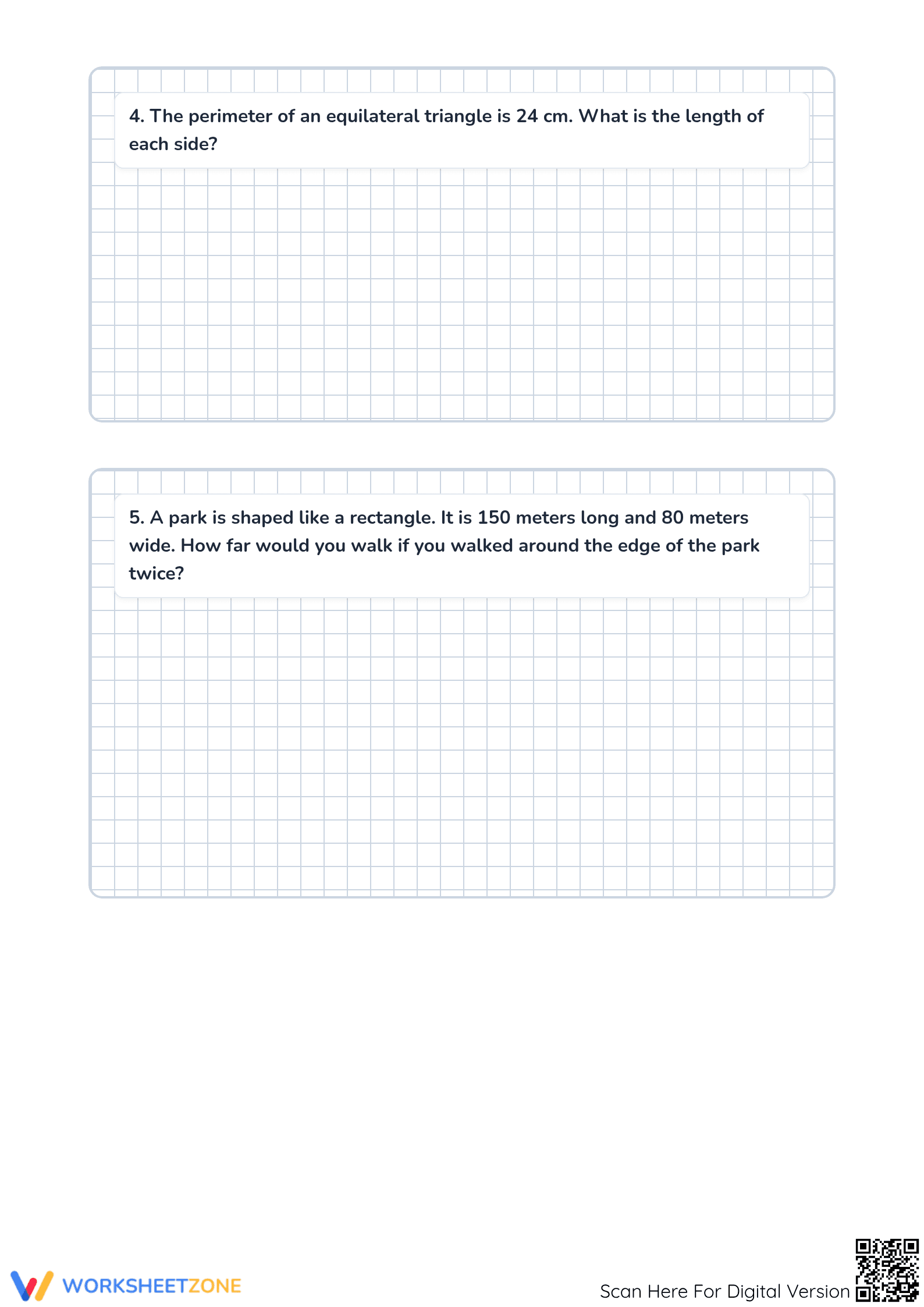 Grade 3 Area & Perimeter — Printable No-Prep Worksheet - Page 3