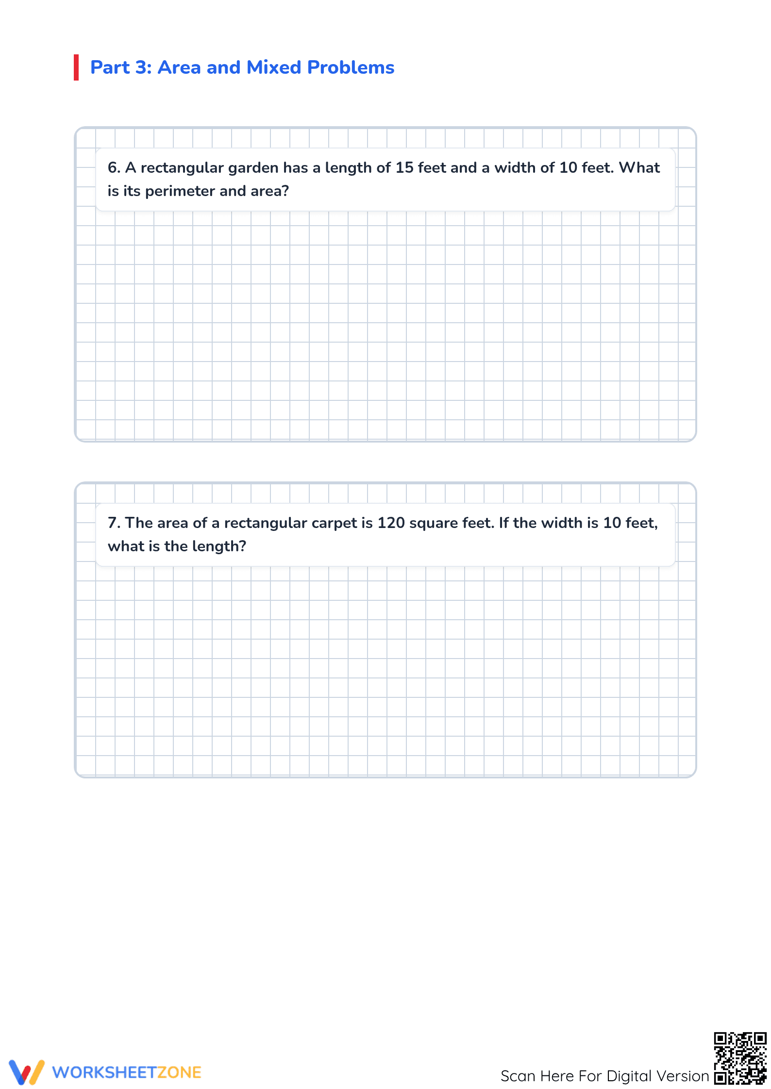 Grade 3 Area & Perimeter — Printable No-Prep Worksheet - Page 4