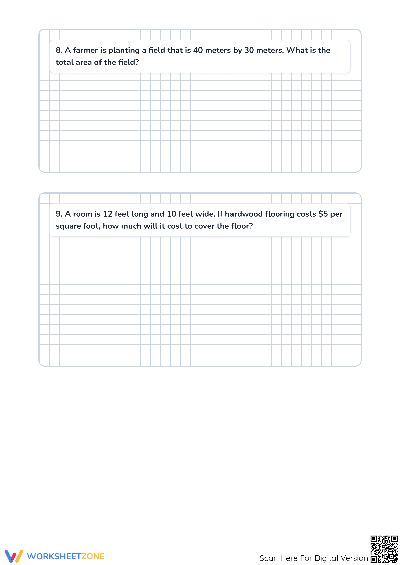 Grade 3 Area & Perimeter — Printable No-Prep Worksheet - Page 5