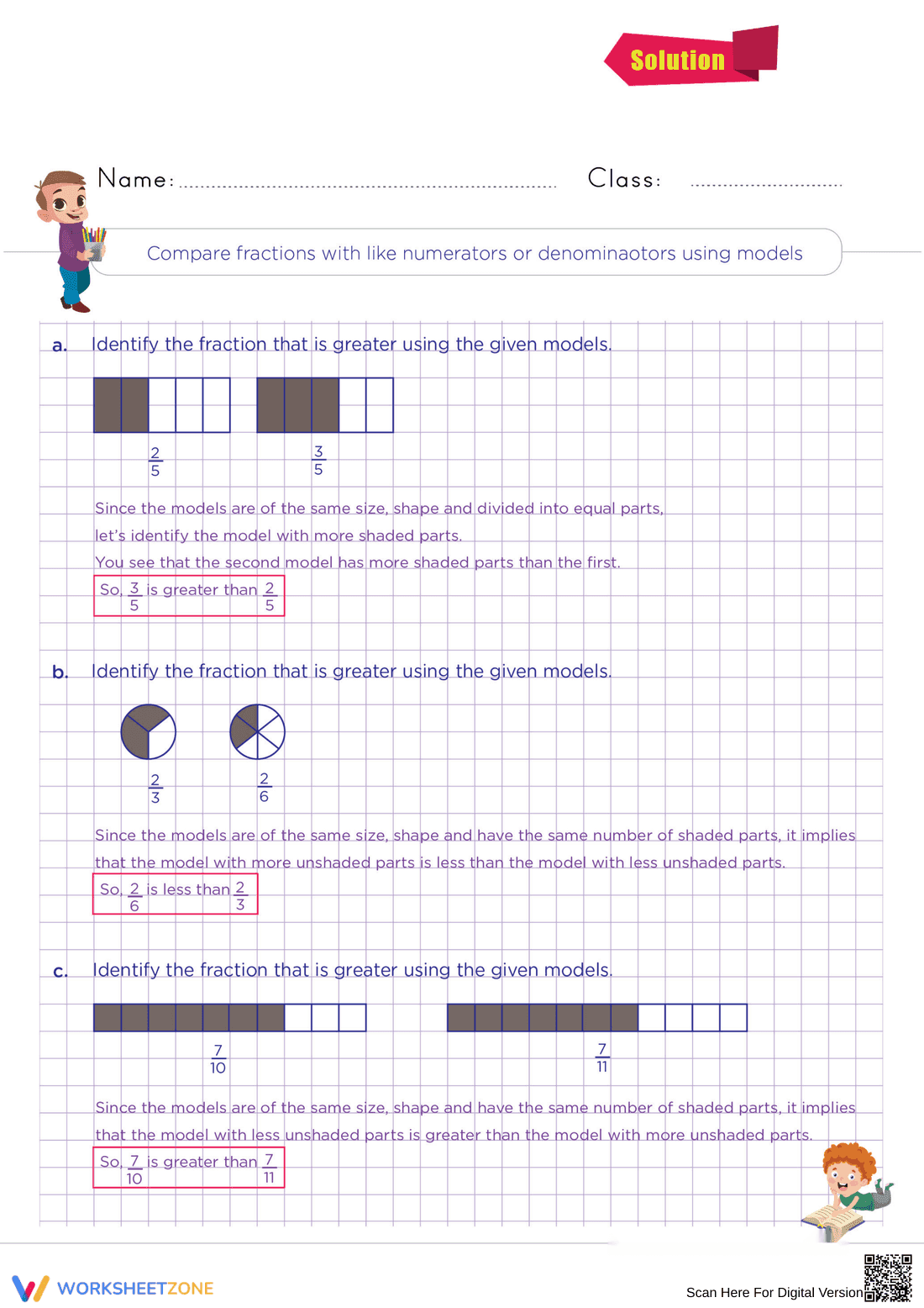 Compare Fractions Practice Worksheet - Page 2
