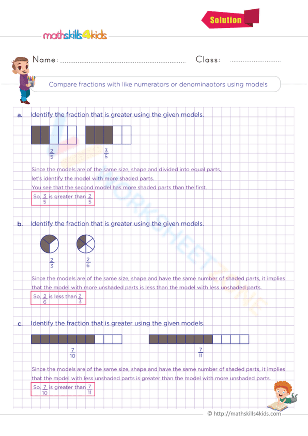 Compare Fractions Practice Worksheet - Page 2