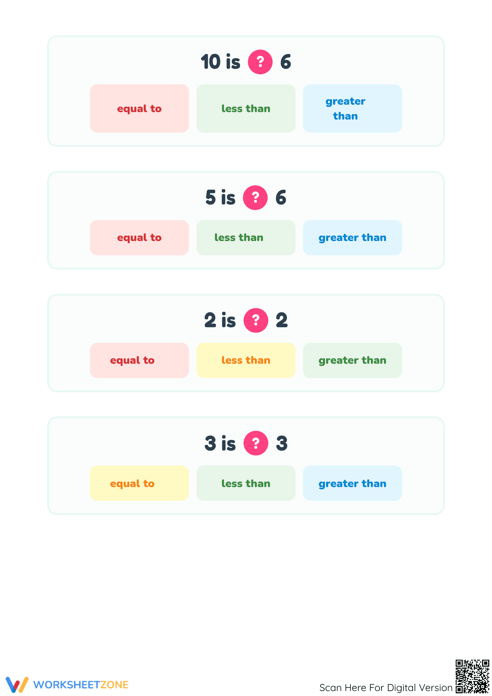 Kindergarten Comparing Numbers — Printable No-Prep Worksheet - Page 2
