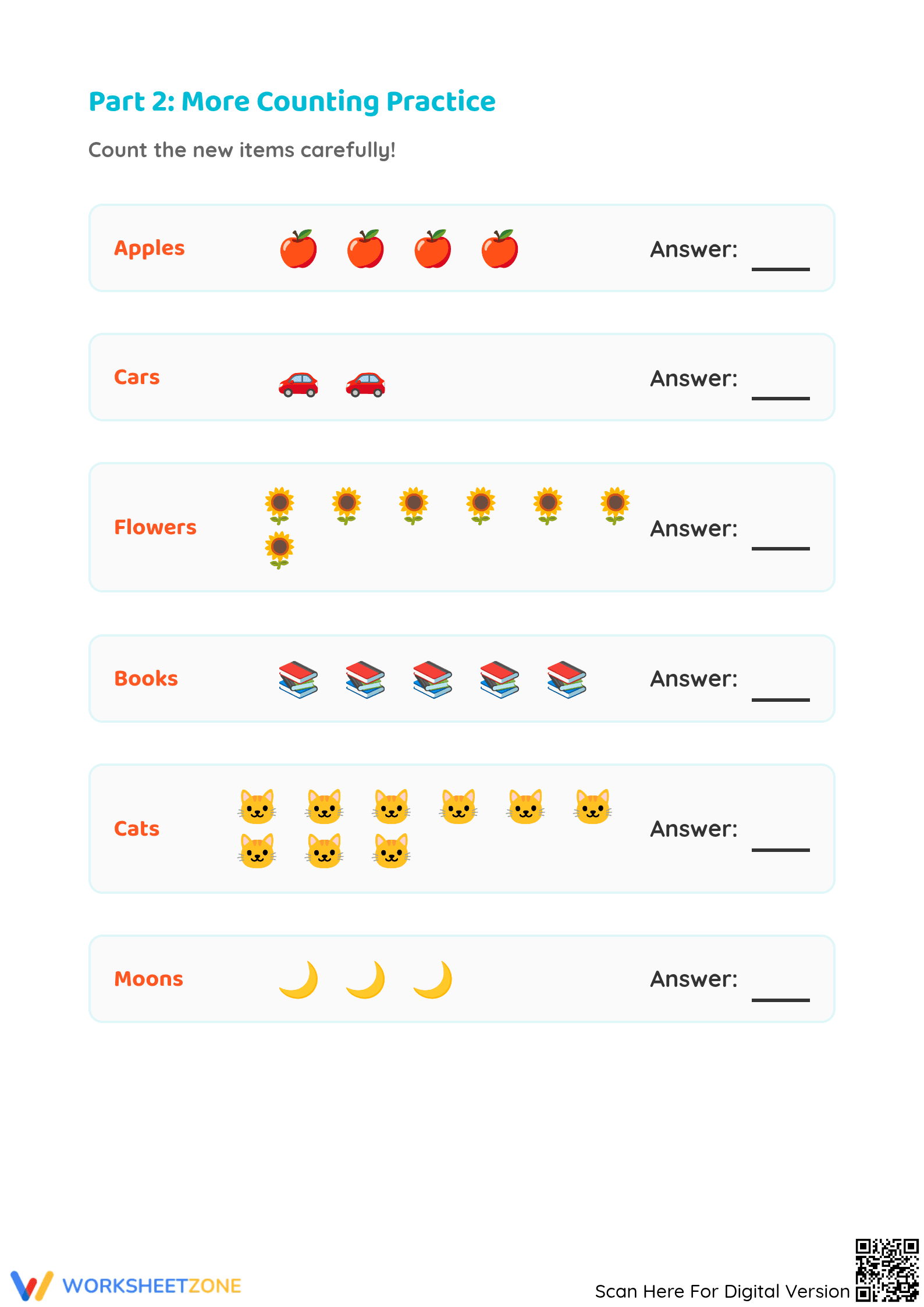 Printable Counting 1-10 Worksheet | Grade K Math - Page 3