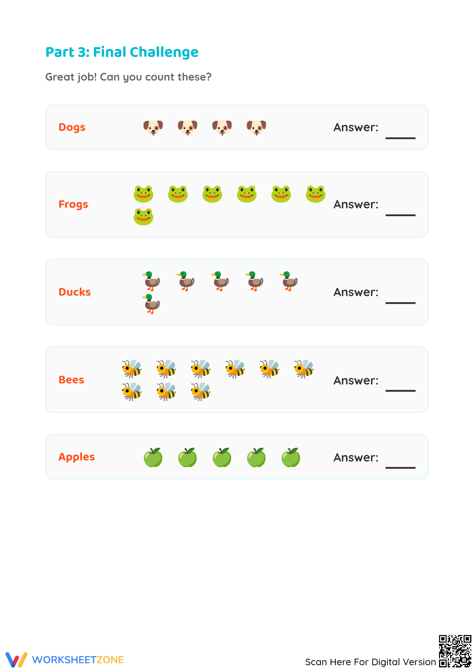Printable Counting 1-10 Worksheet | Grade K Math - Page 5