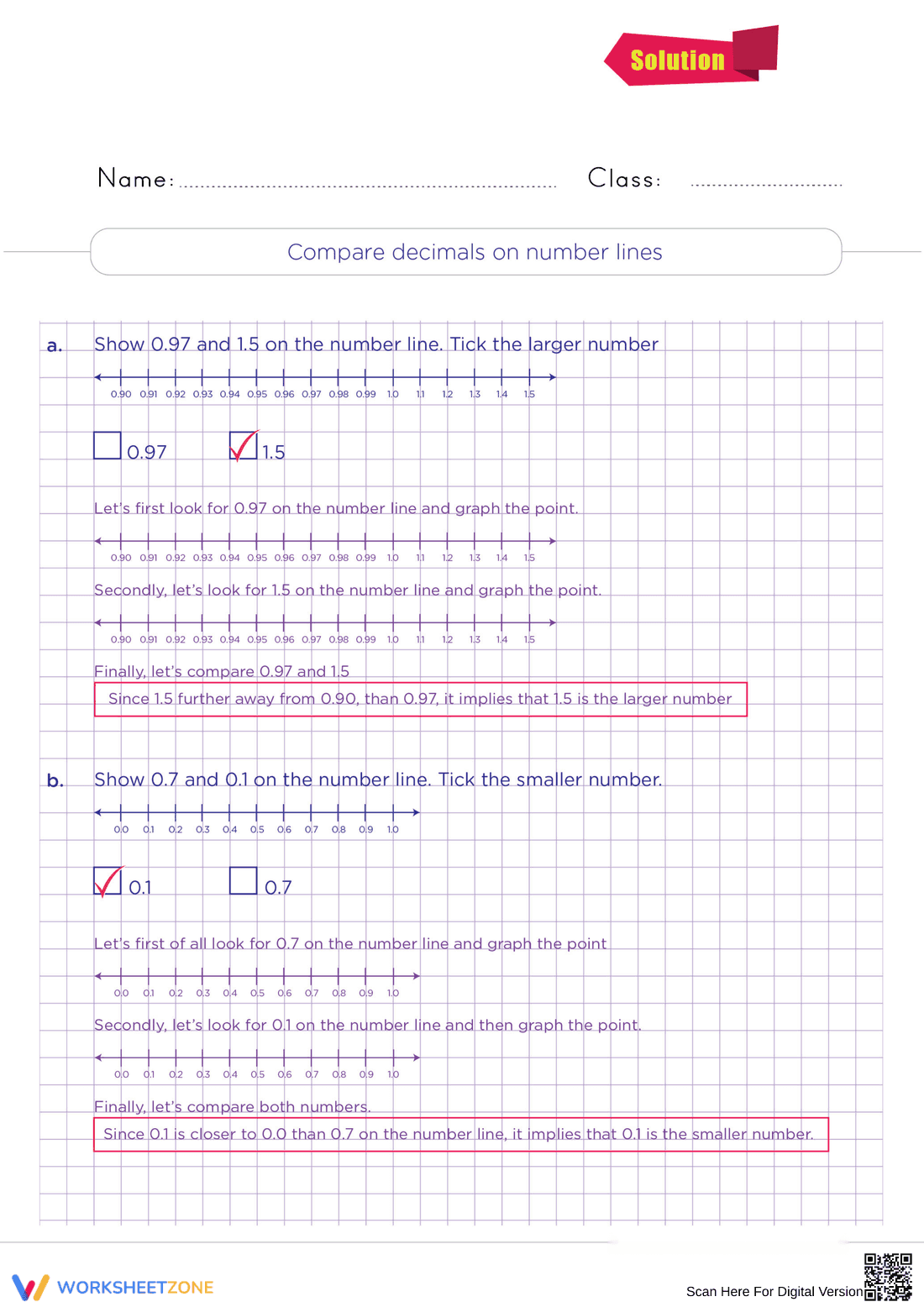Printable Compare Decimals Worksheet | Grade 4 Math - Page 2