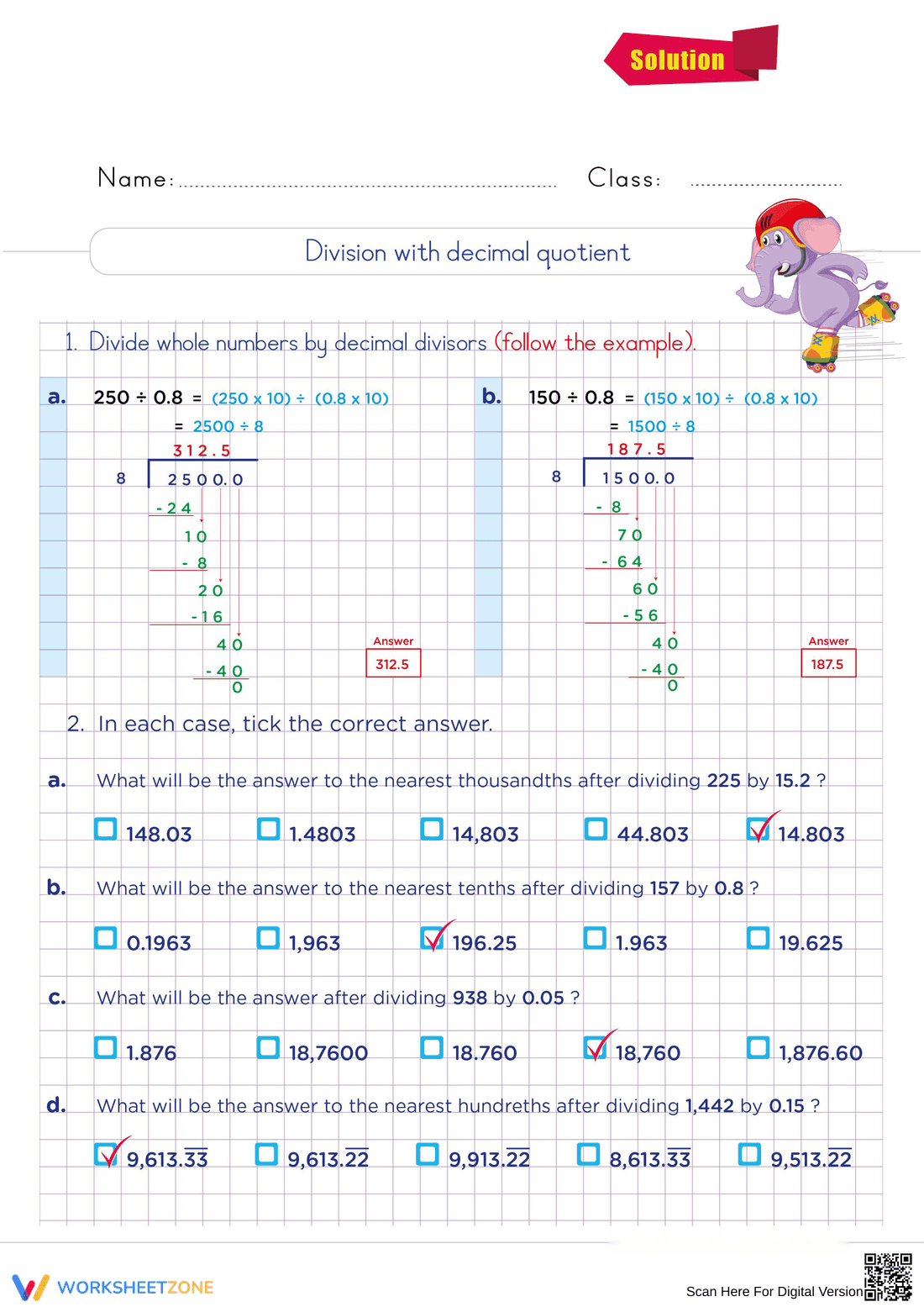 Essential Decimal Division Worksheet | Grade 5 Math - Page 2