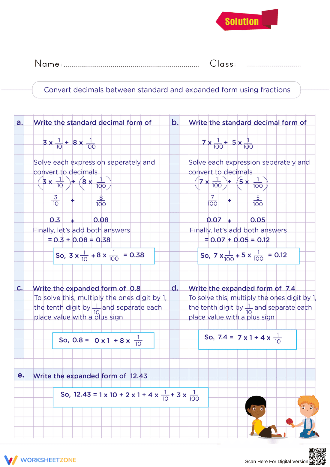 Printable Decimal Expanded Form Worksheet | Grade 5 Math - Page 2