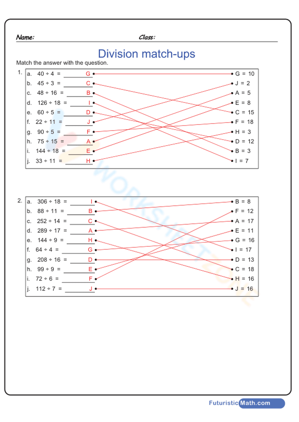 Grade 5 Division — Printable No-Prep Worksheet - Page 2