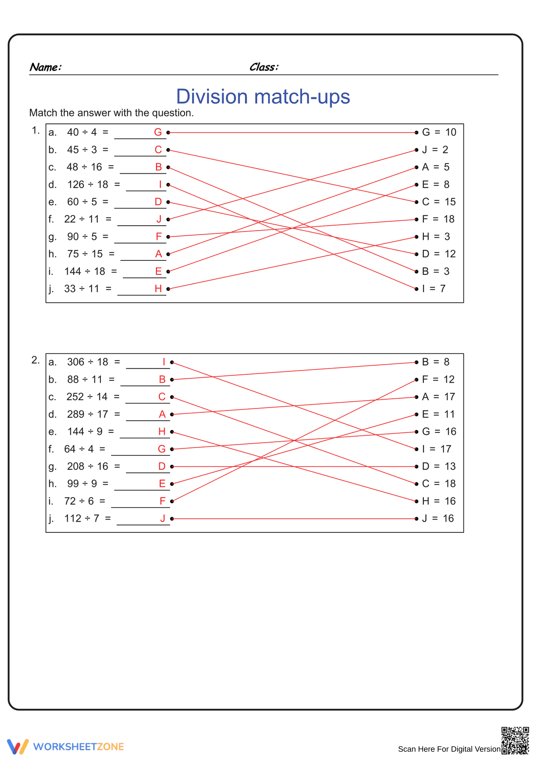 Grade 5 Division — Printable No-Prep Worksheet - Page 2