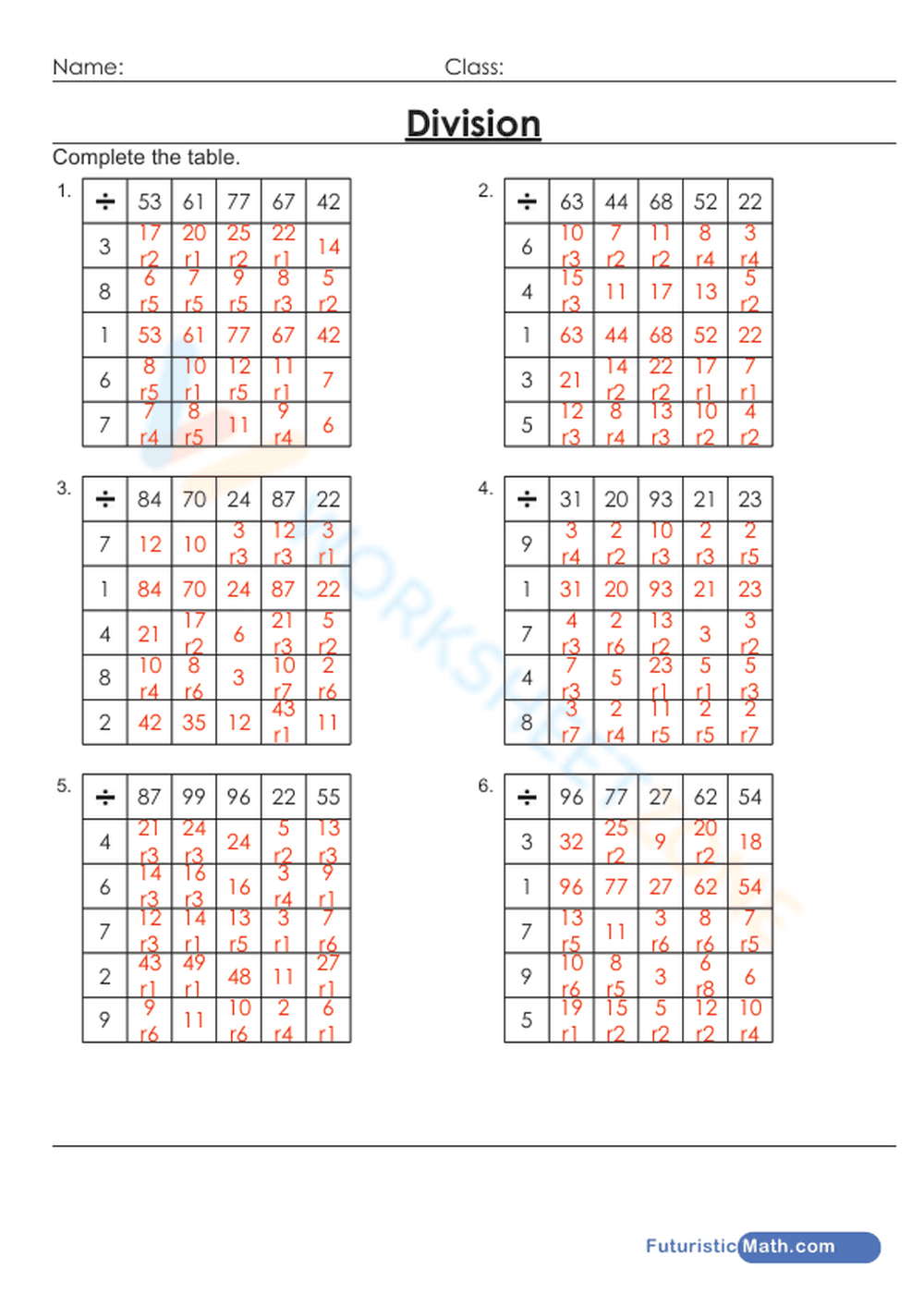 Grade 3 Division — Printable No-Prep Worksheet - Page 2