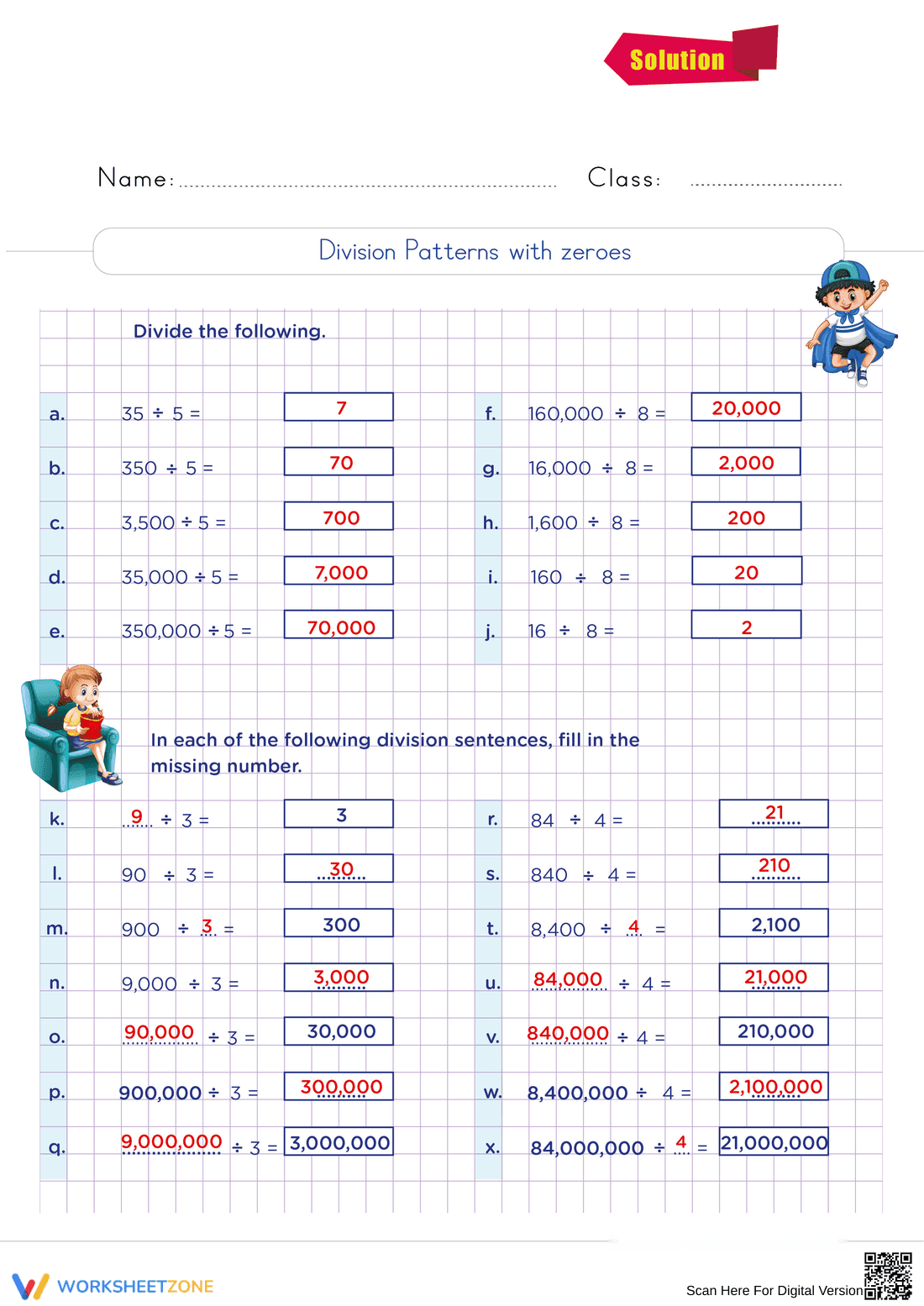 Grade 4 Division Patterns — Printable No-Prep Worksheet - Page 2